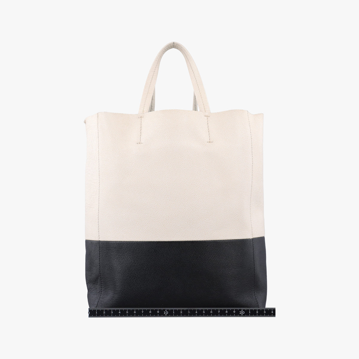 Vintage Celine Cabas Tote Cream × Black Leather shoulderbag | stylenewstar
