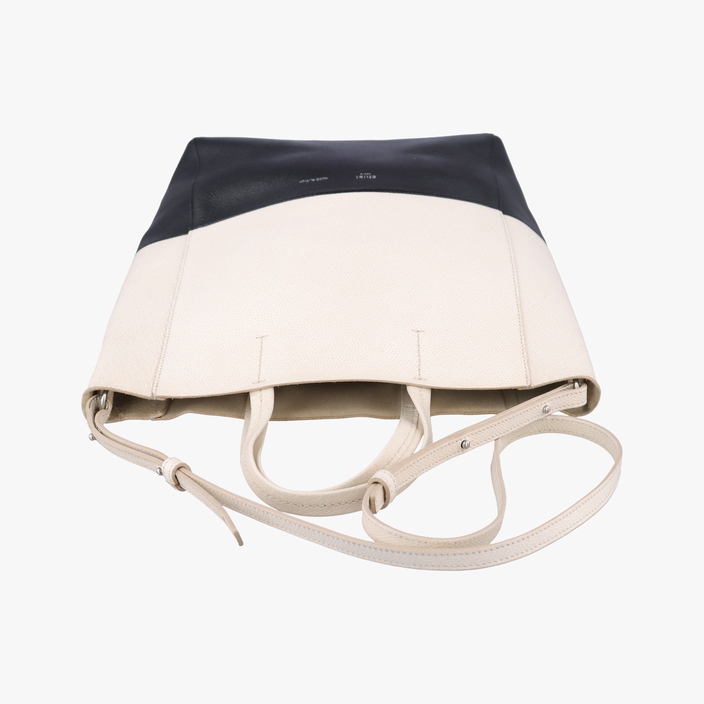 Vintage Celine Cabas Tote Cream × Black Leather shoulderbag | stylenewstar