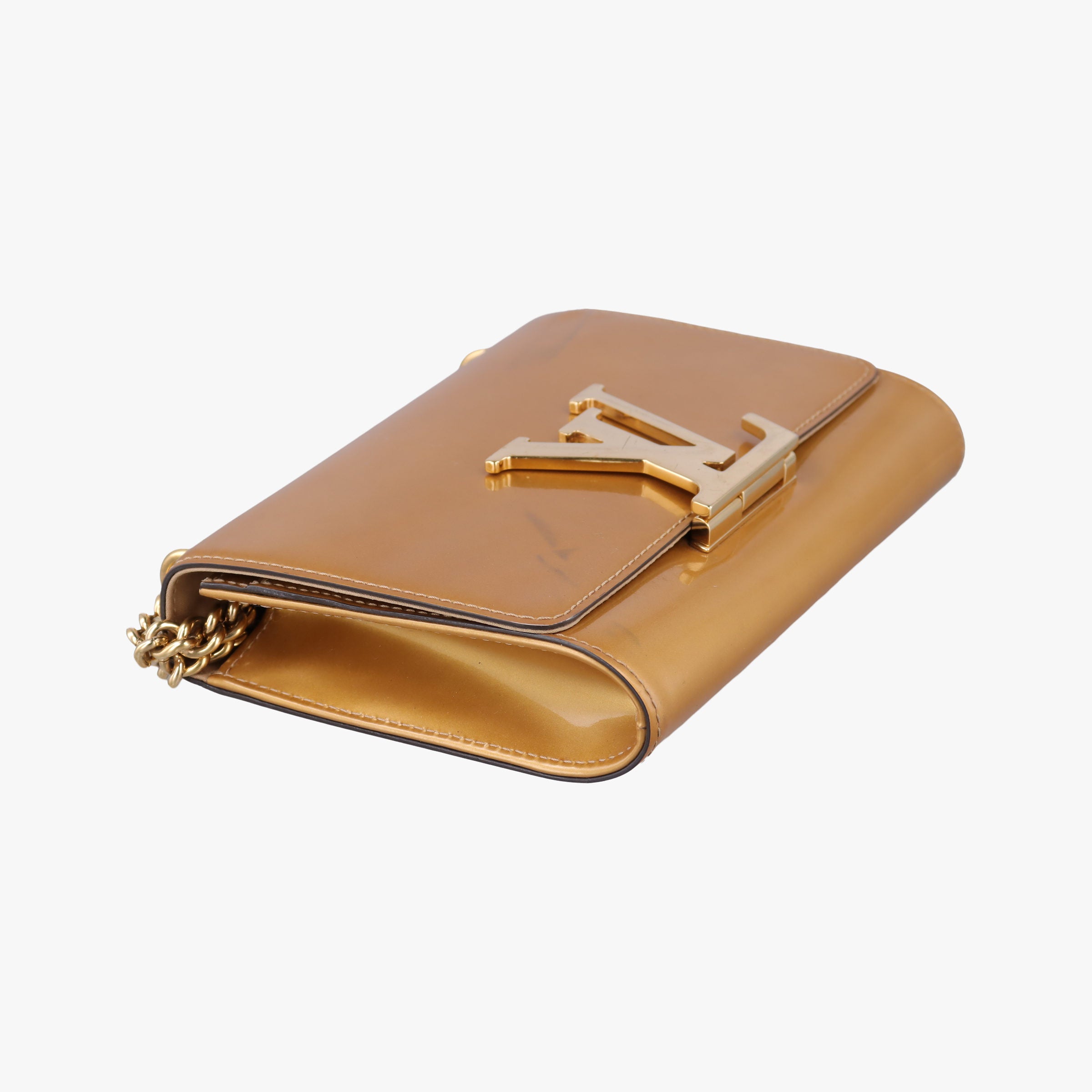 Pochette Louise MM Mustard Yellow Vernis PL4115ポシェット ルイーズMM マスタードイエロー ヴェルニ PL4115