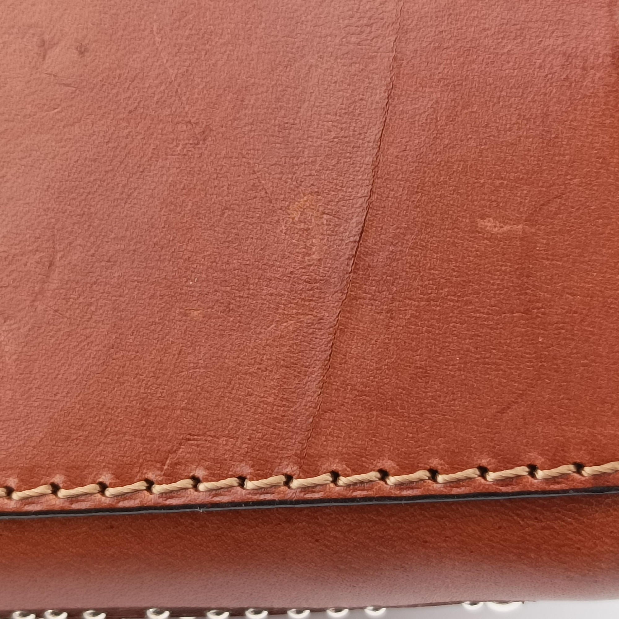 Studded Turn-Lock Brown Leather スタッズ ターンロック ブラウン レザー