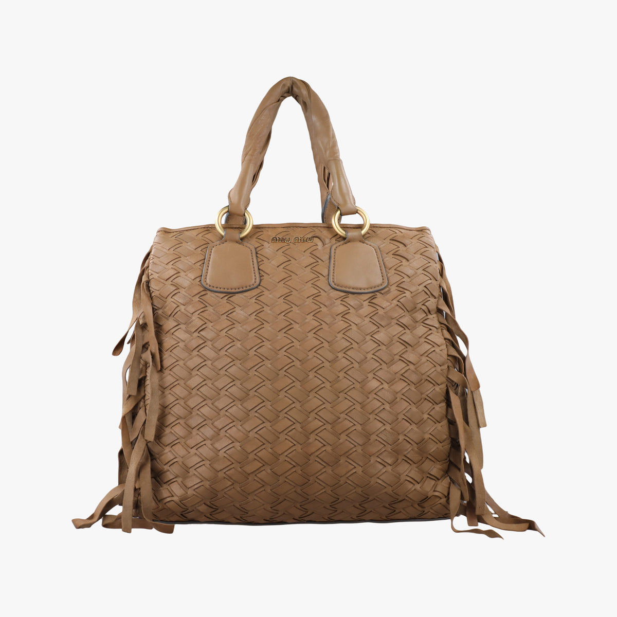 Pre-owned Miu Miu Intrecciato Brown leather handbag | stylenewstar