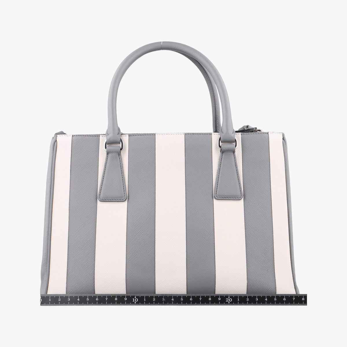 Pre-owned Prada Galleria White× Gray Saffiano Leather shoulderbag | stylenewstar