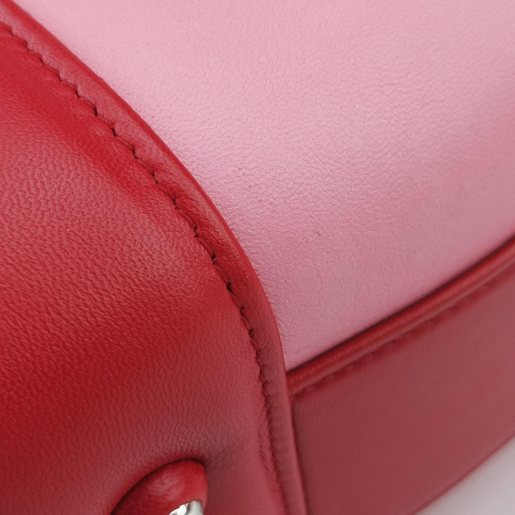 Pre-owned Miu Miu Madras Pink × Red Leather shoulderbag | stylenewstar