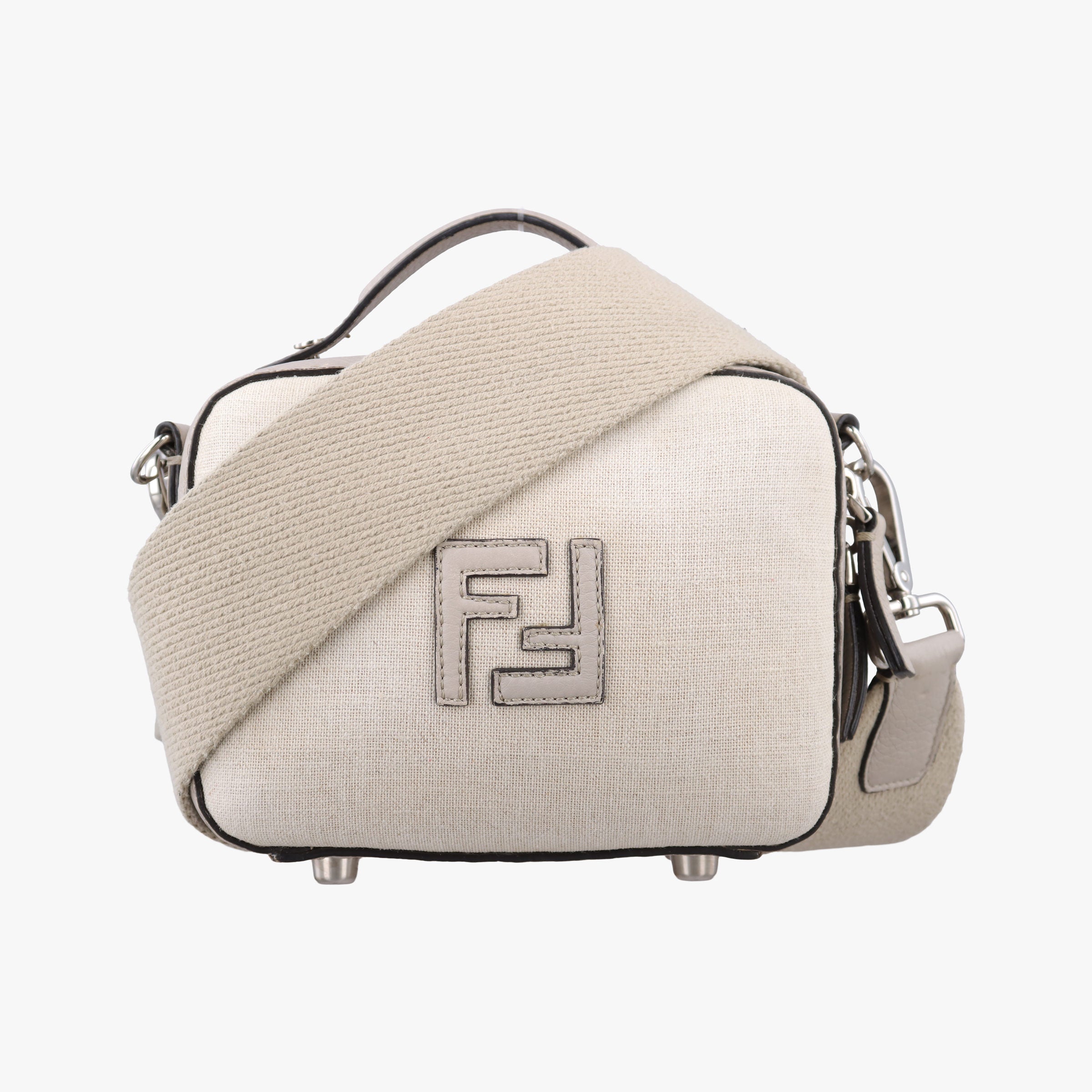 Pre-owned Fendi Travel Beige Canvas × Calf Leather 7VA552 shoulderbag | stylenewstar