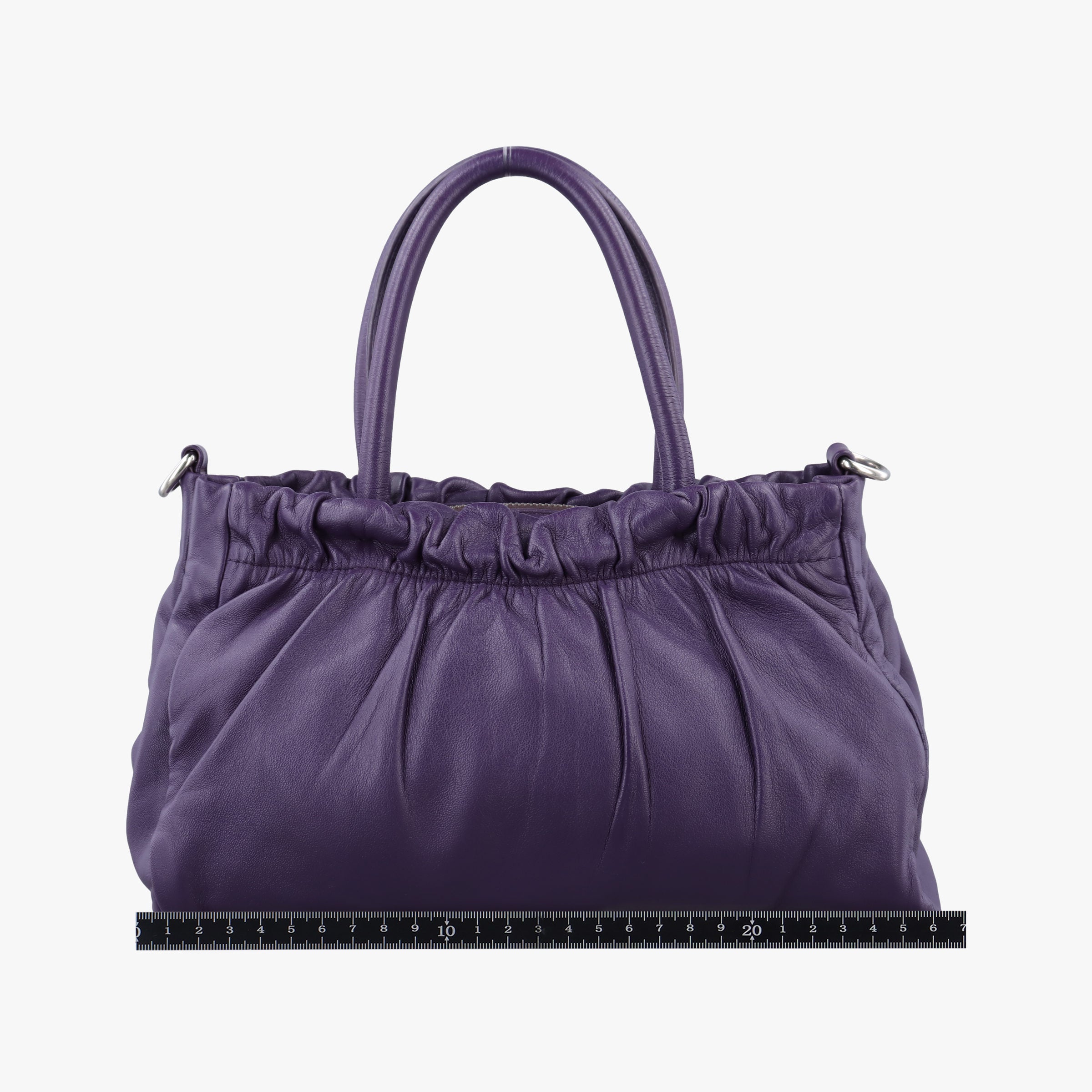Pre-owned Prada ribbon gather Purple Leather BN1631 shoulderbag | stylenewstar