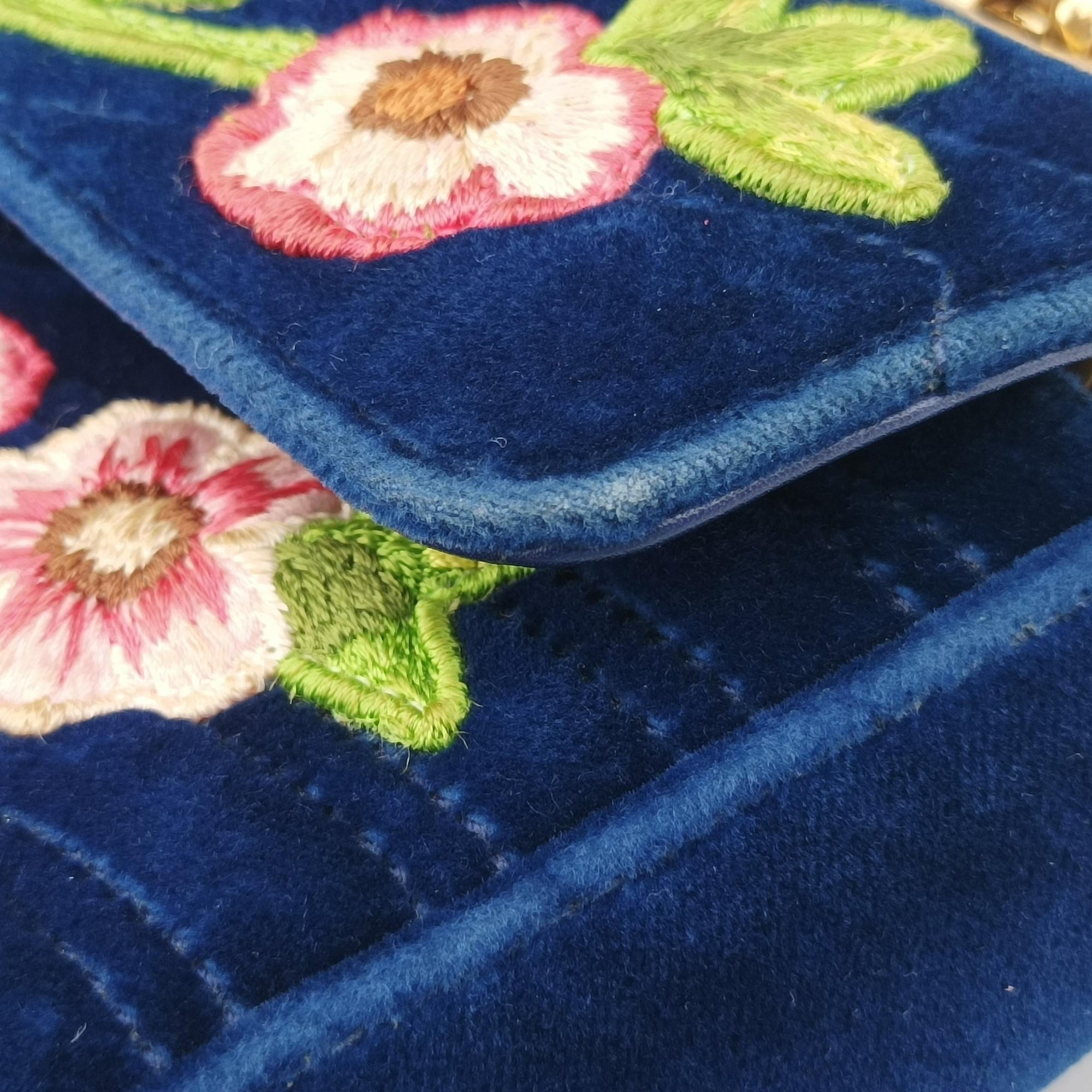 GG Marmont Navy×Multicolour velour 443497 G026102843GGマーモント ネイビー×マルチカラー ベロア 443497 G026102843