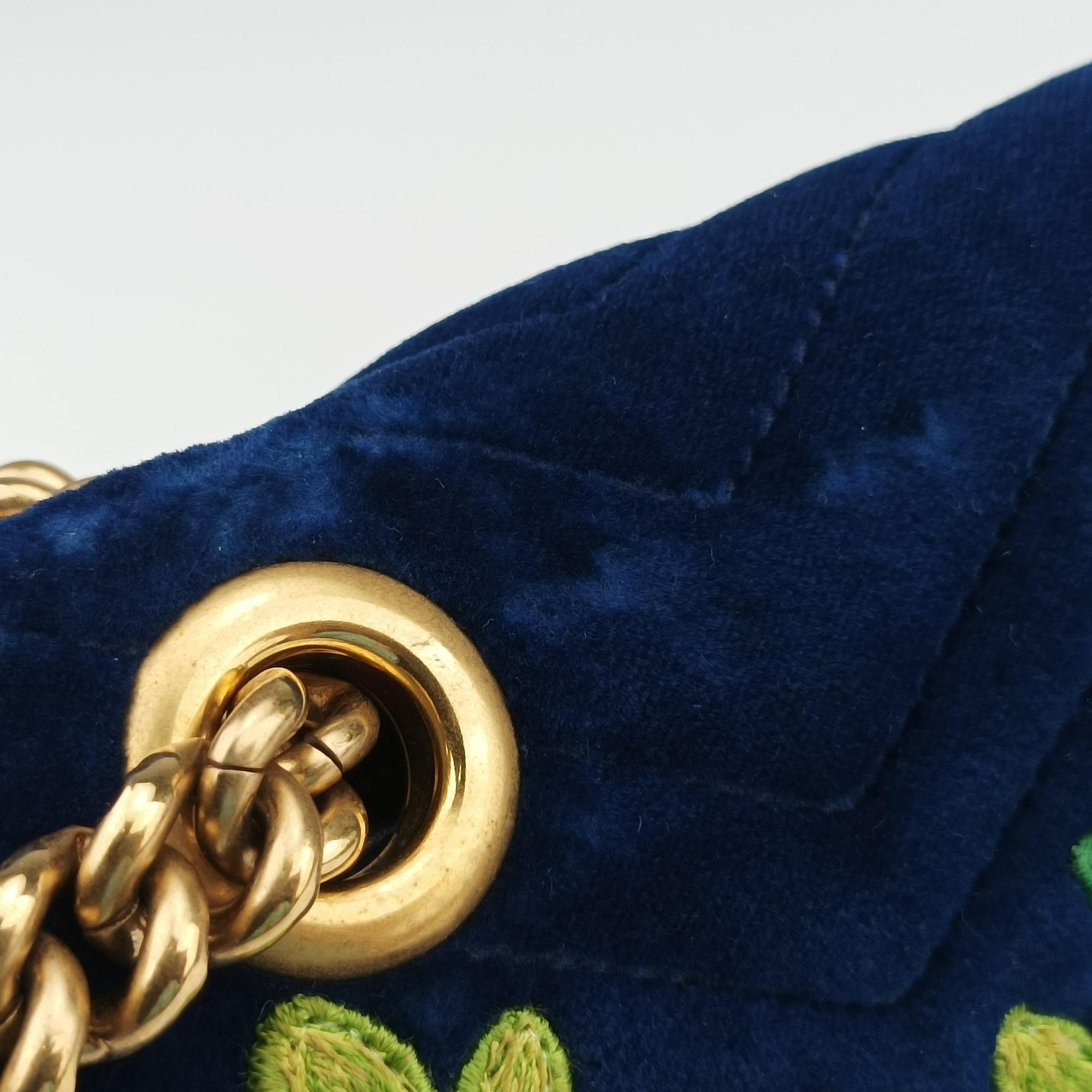 GG Marmont Navy×Multicolour velour 443497 G026102843GGマーモント ネイビー×マルチカラー ベロア 443497 G026102843