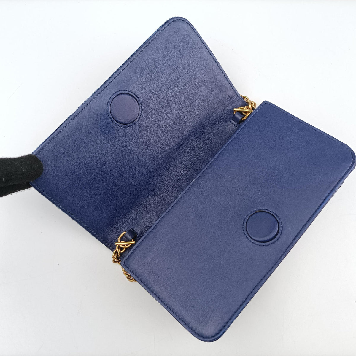 Secondhand Gucci GG Marmont Blue velour 488426 shoulderbag | stylenewstar