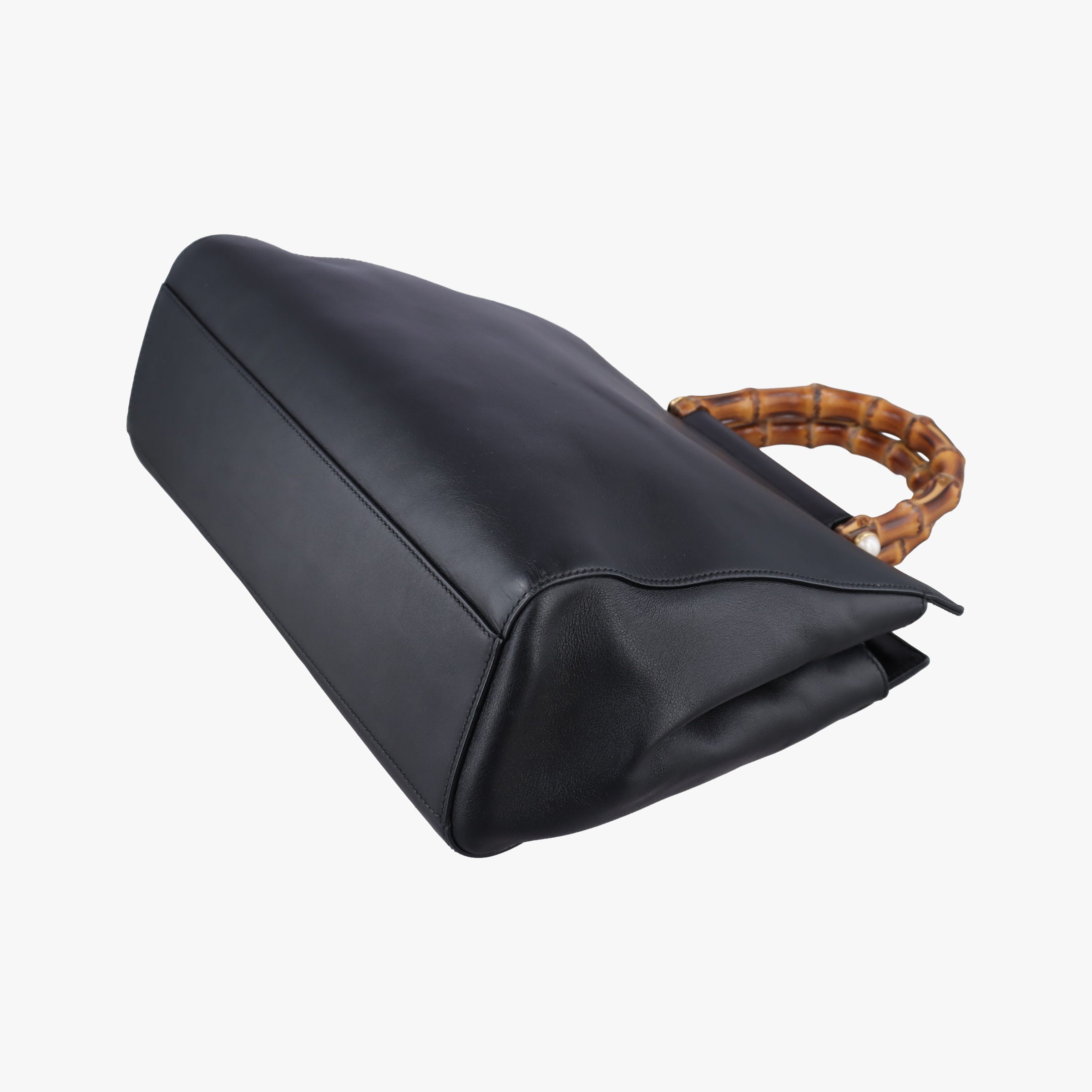 Bamboo Nymphaea Medium Top Handle Black Leather 453766 G020802530バンブー ニムフェア ミディアム ブラック レザー 453766 G020802530
