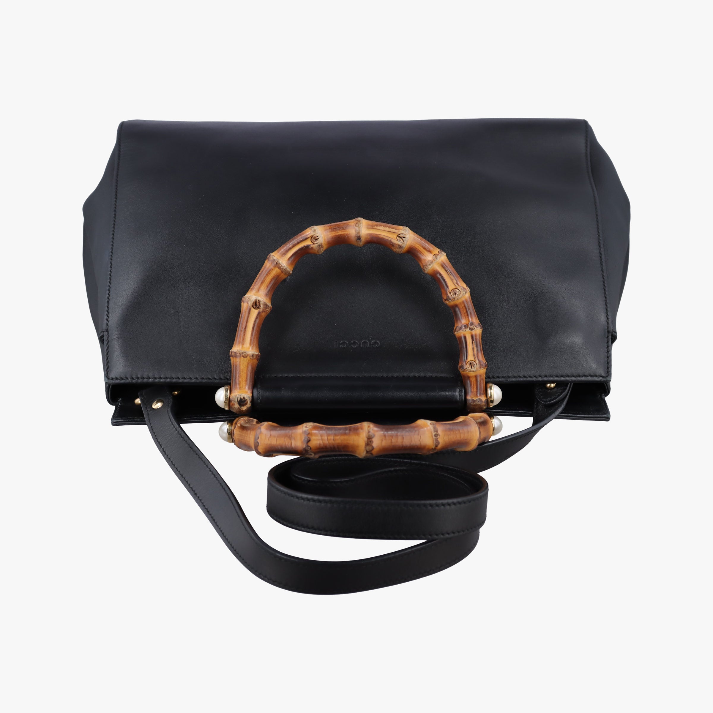Bamboo Nymphaea Medium Top Handle Black Leather 453766 G020802530バンブー ニムフェア ミディアム ブラック レザー 453766 G020802530
