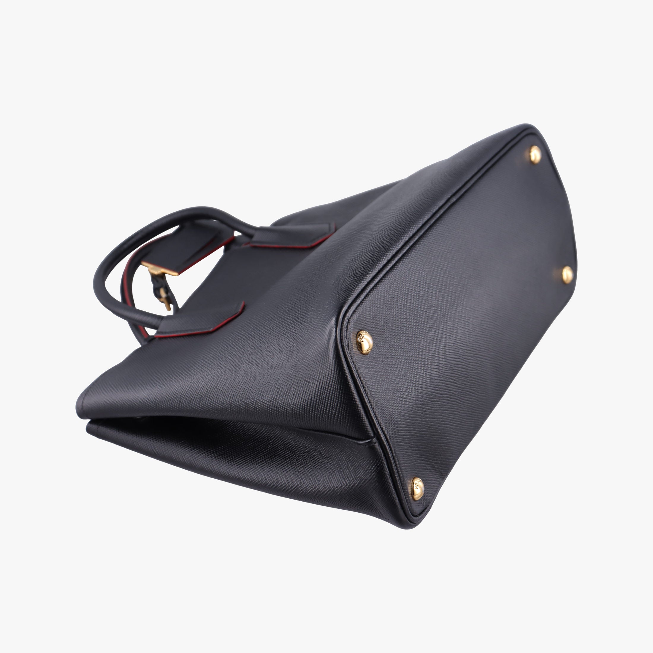 Vintage Prada Double Cuir Black SAFFIANO Leather B2756T handbag | stylenewstar