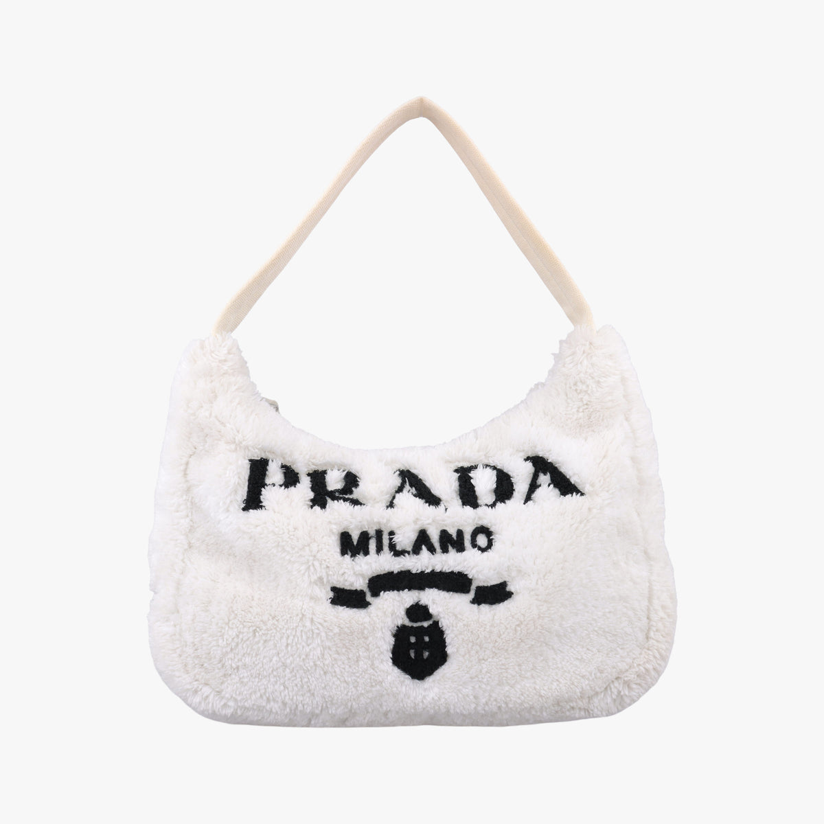 Pre-owned Prada Re-Edition2000 White Terry cloth 1NE515 handbag | stylenewstar