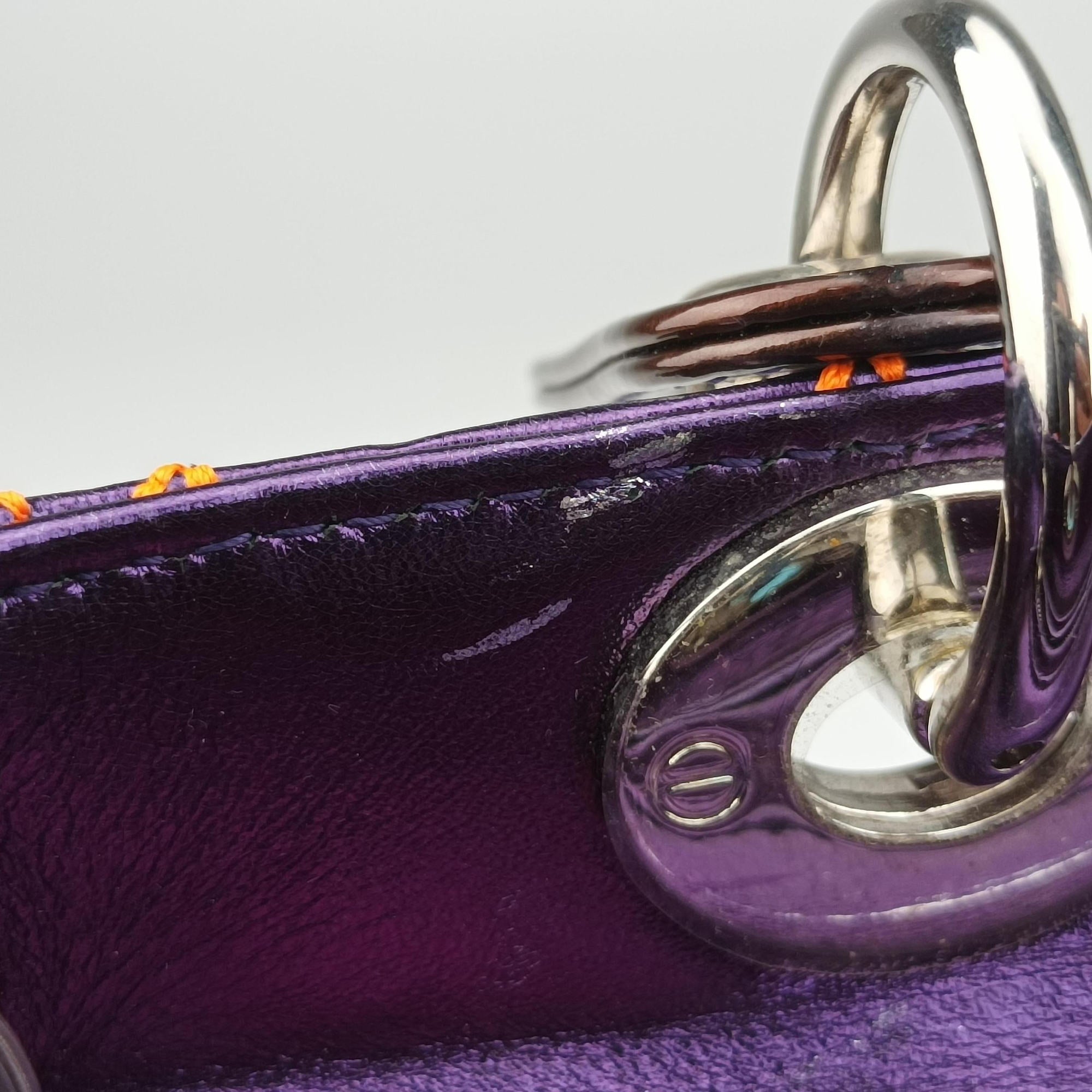 Lady Dior purple×orange Leather 15-BO-1111レディディオール パープル×オレンジ レザー 15-BO-1111