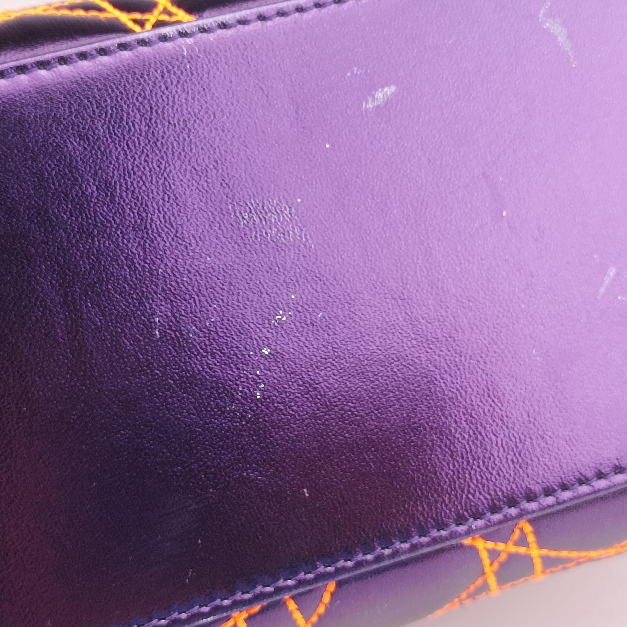 Lady Dior purple×orange Leather 15-BO-1111レディディオール パープル×オレンジ レザー 15-BO-1111