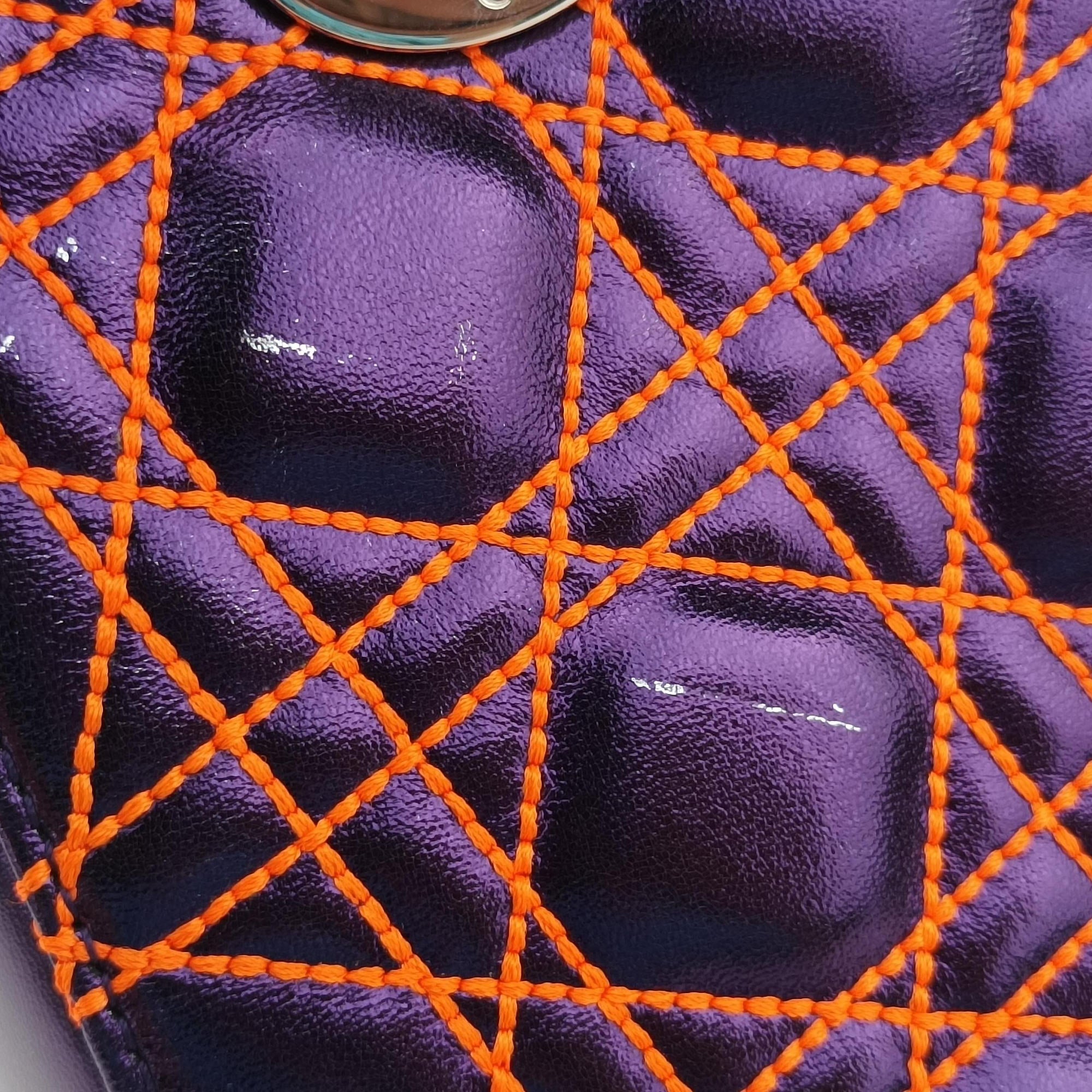 Lady Dior purple×orange Leather 15-BO-1111レディディオール パープル×オレンジ レザー 15-BO-1111
