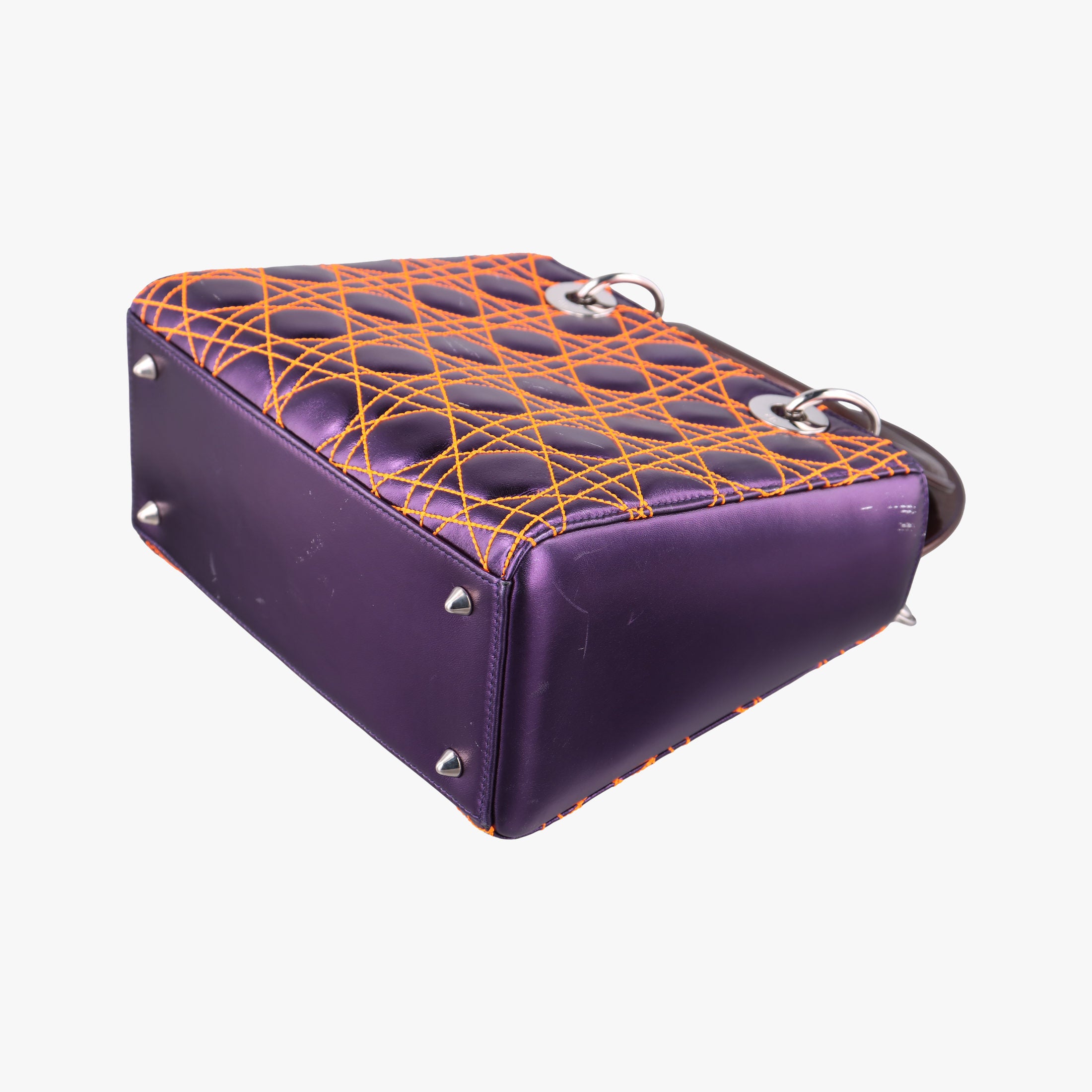 Lady Dior purple×orange Leather 15-BO-1111レディディオール パープル×オレンジ レザー 15-BO-1111