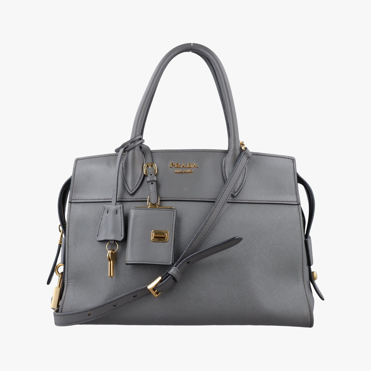 Esplanade Grey SAFFIANO Leather 1BA045 117 Pエスプラナード グレー サフィアーノレザー 1BA045 117 P