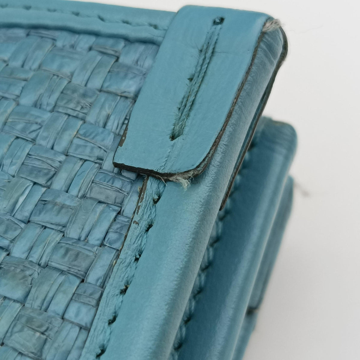Pre-owned Gucci HORSEBIT 1955 Blue Leather × Straw 621144 shoulderbag | stylenewstar