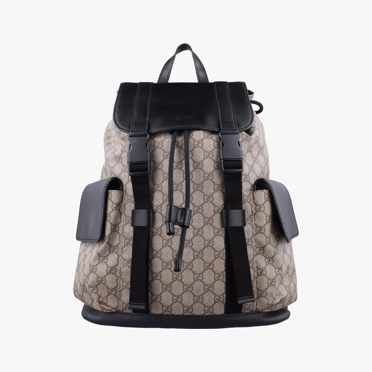 Pre-owned Gucci GG Supreme Beige x Black PVC coated canvas×Leather 450958 backpack/rucksack | stylenewstar