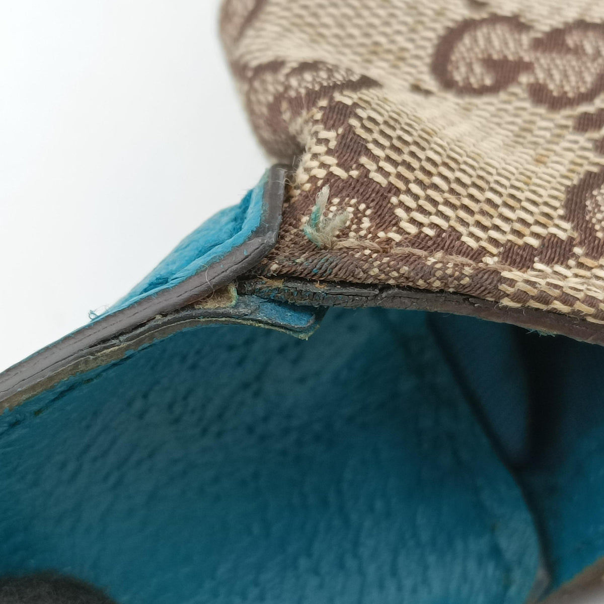 Pre-owned Gucci Jackie khaki×blue canvas×leather 141576 shoulderbag | stylenewstar