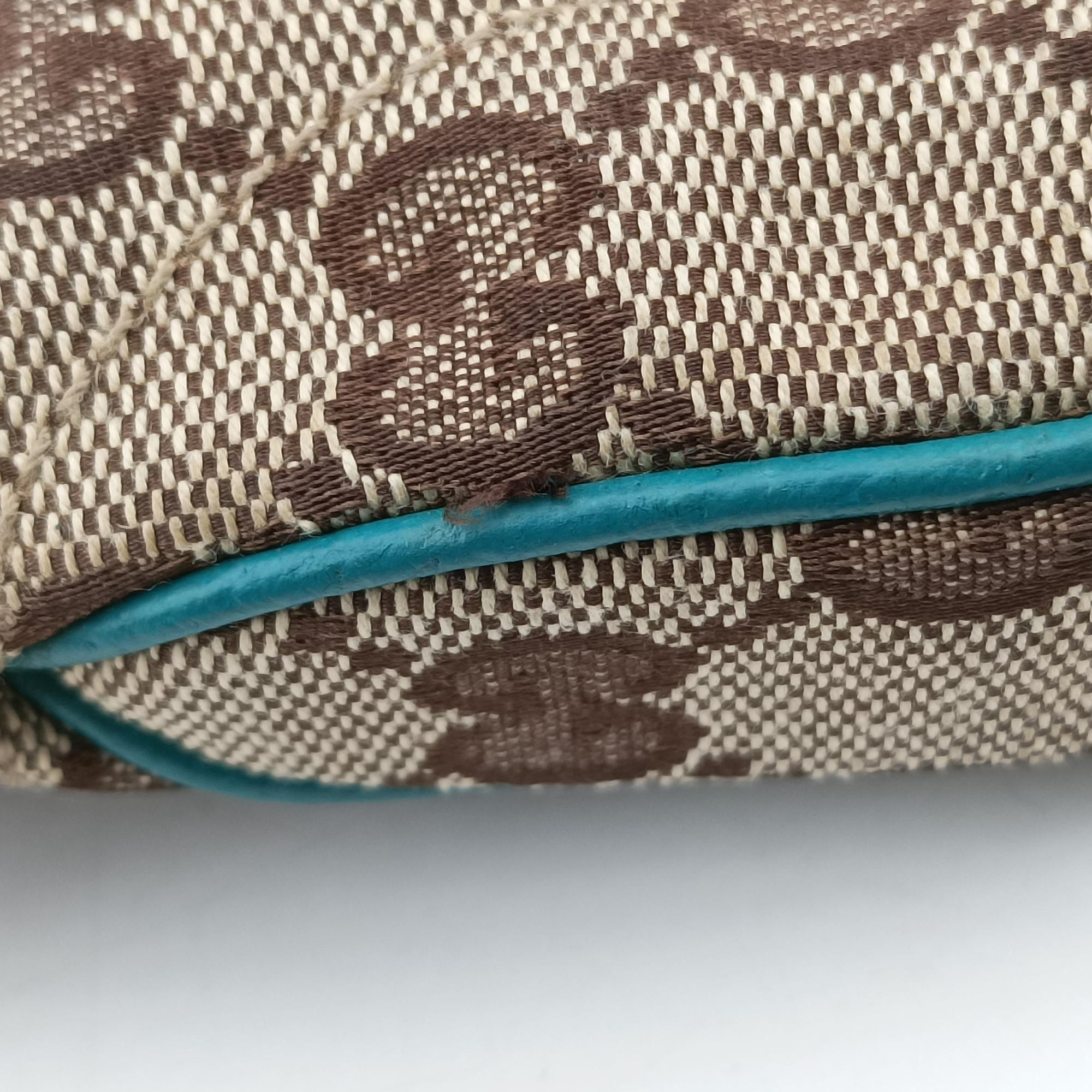 Pre-owned Gucci Jackie khaki×blue canvas×leather 141576 shoulderbag | stylenewstar