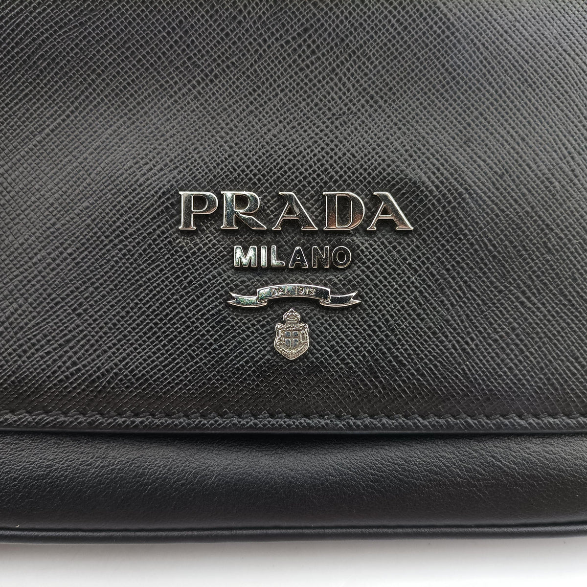 Pre-owned Prada Pattina City chain Black SAFFIANO Leather 1BD009 shoulderbag | stylenewstar
