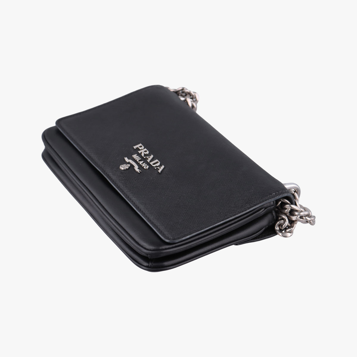 Pre-owned Prada Pattina City chain Black SAFFIANO Leather 1BD009 shoulderbag | stylenewstar
