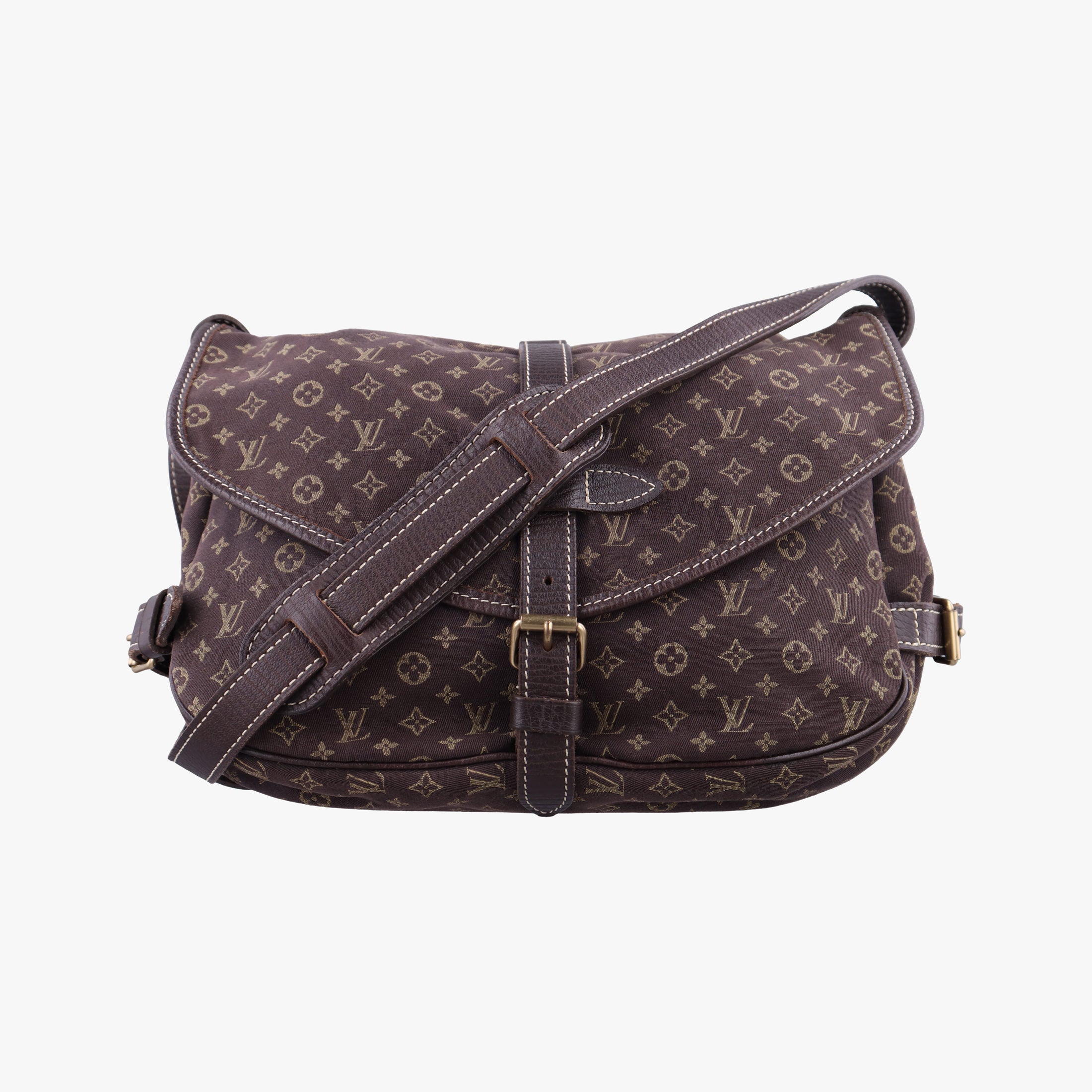 Monogram Mini Lin Saumur 30 Ebene Cotton × Linen × Leather M95227 MB0096モノグラム・ミニ・ラン ソミュール30 エベヌ コットン×リネン × レザー M95227 MB0096