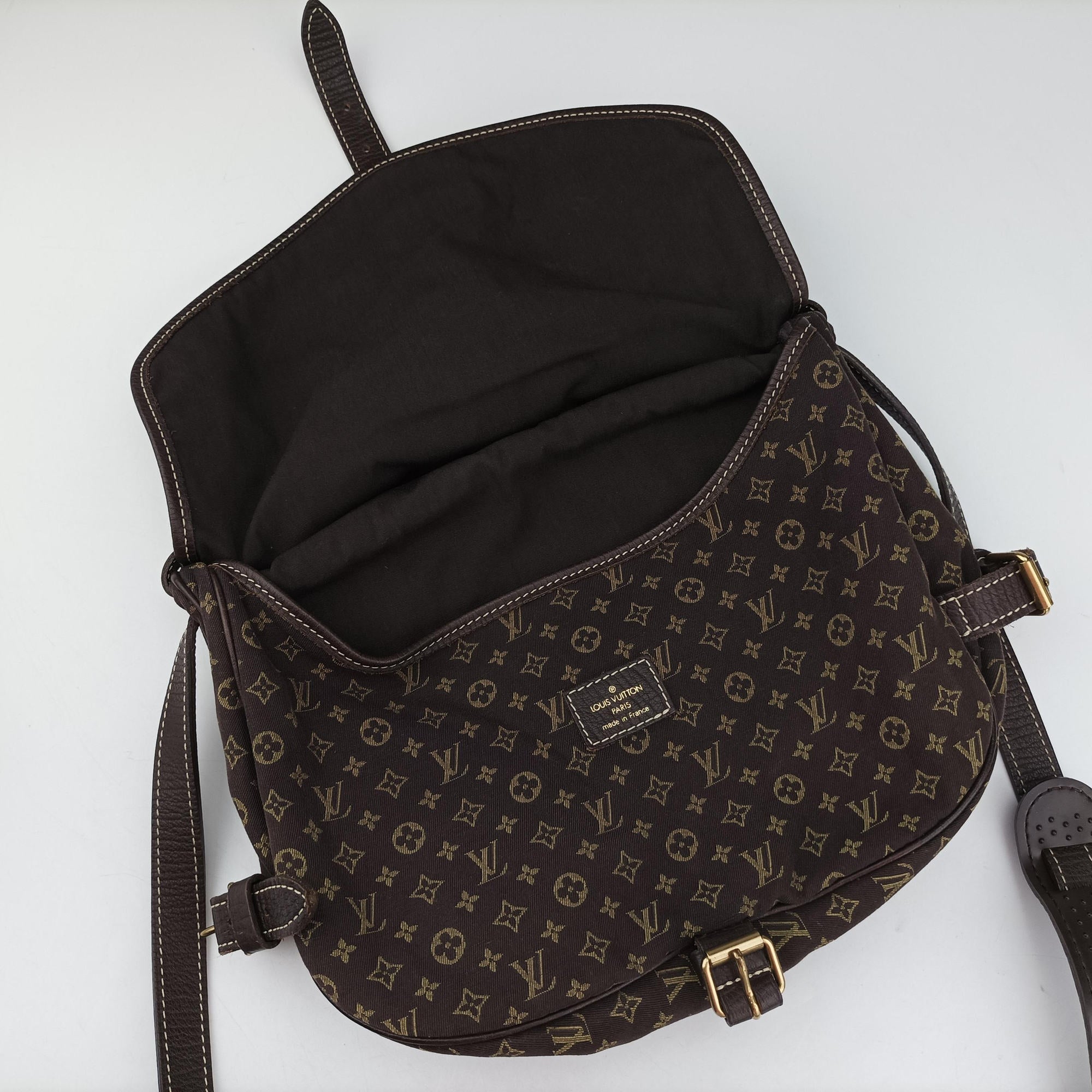 Monogram Mini Lin Saumur 30 Ebene Cotton × Linen × Leather M95227 MB0096モノグラム・ミニ・ラン ソミュール30 エベヌ コットン×リネン × レザー M95227 MB0096