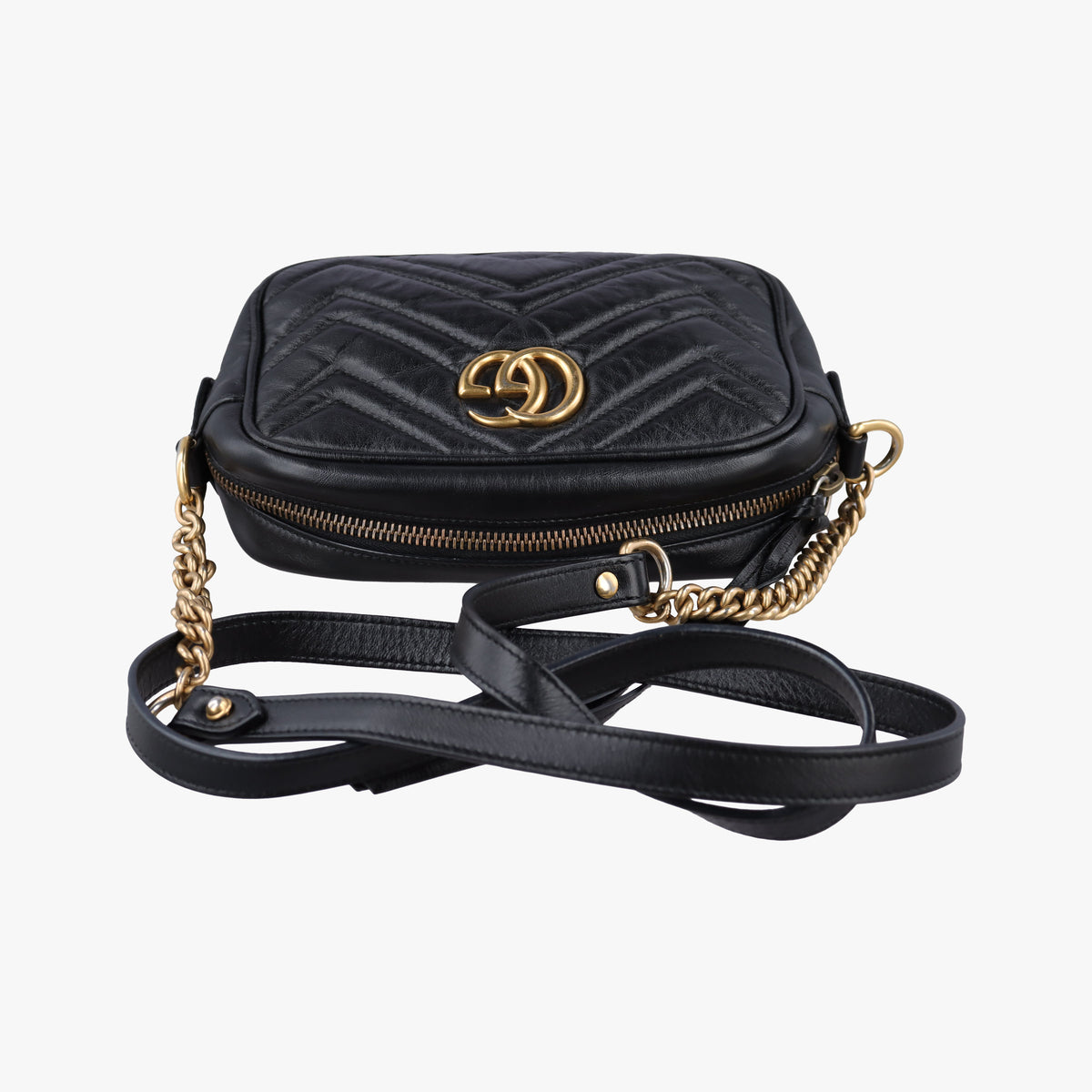 Pre-owned Gucci GG Marmont Black Leather 448065 shoulderbag | stylenewstar