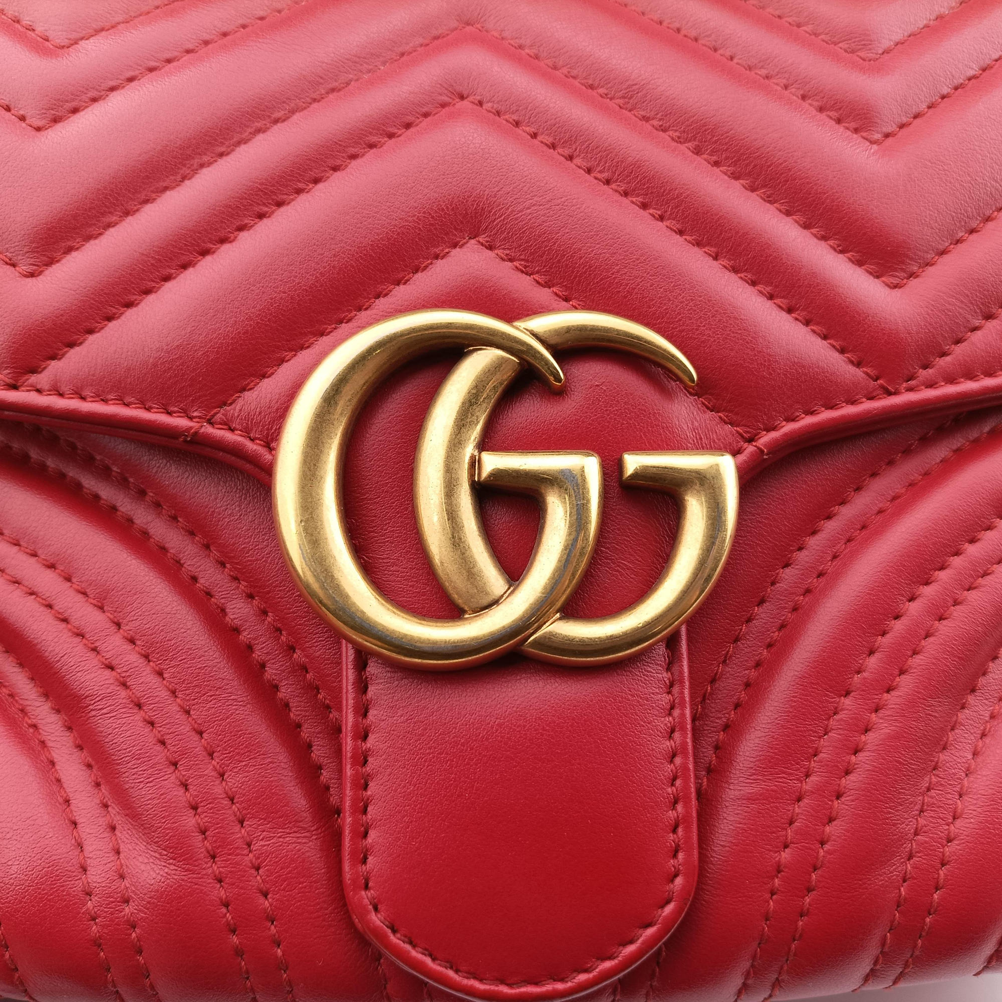 GG Marmont Red Leather 498100 A028081463GGマーモント レッド レザー 498100 A028081463
