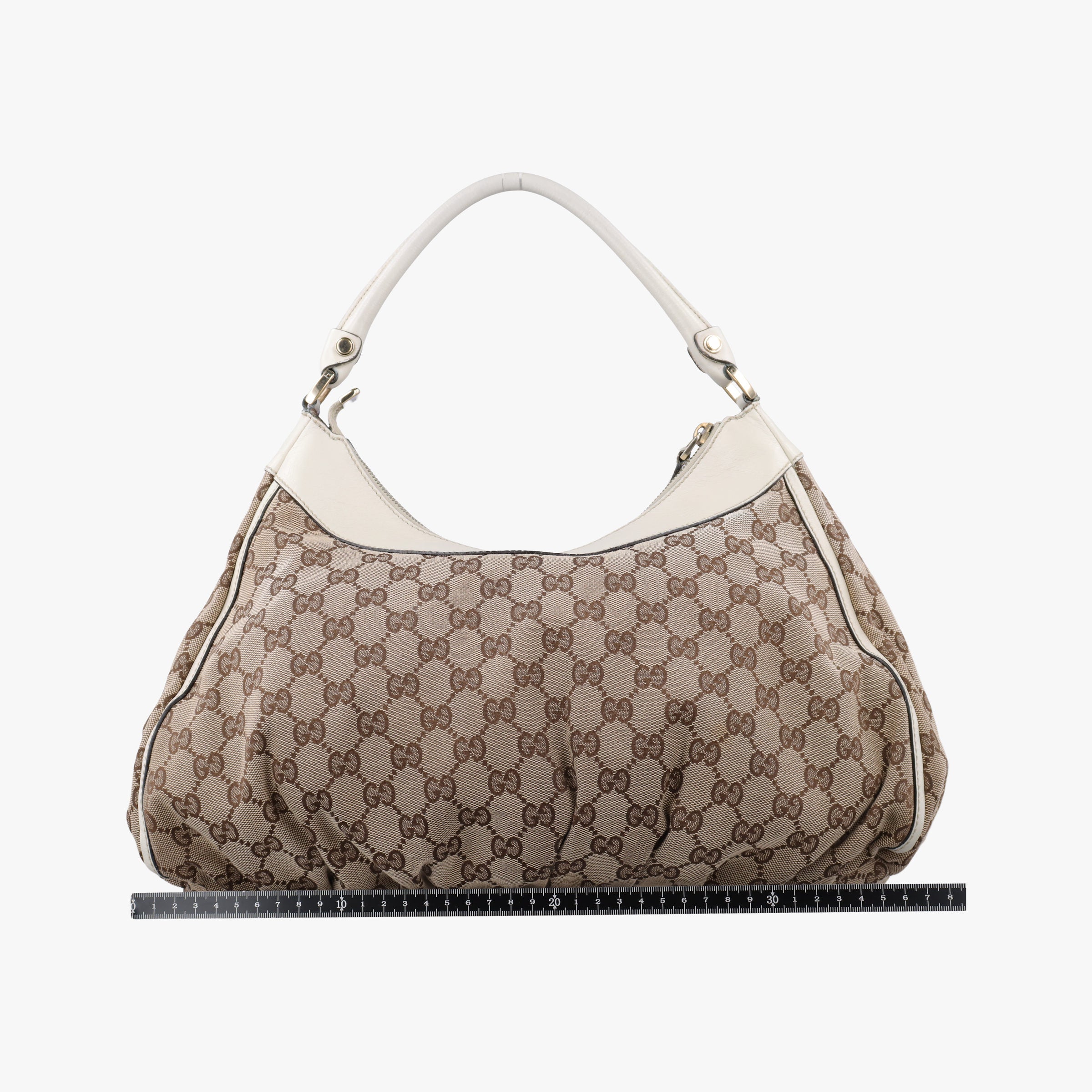 Abbey D-ring Hobo Beige×White canvas×leather 189833 E0248714アビー Dリング ホーボー ベージュ×ホワイト キャンバス×レザー 189833 E0248714