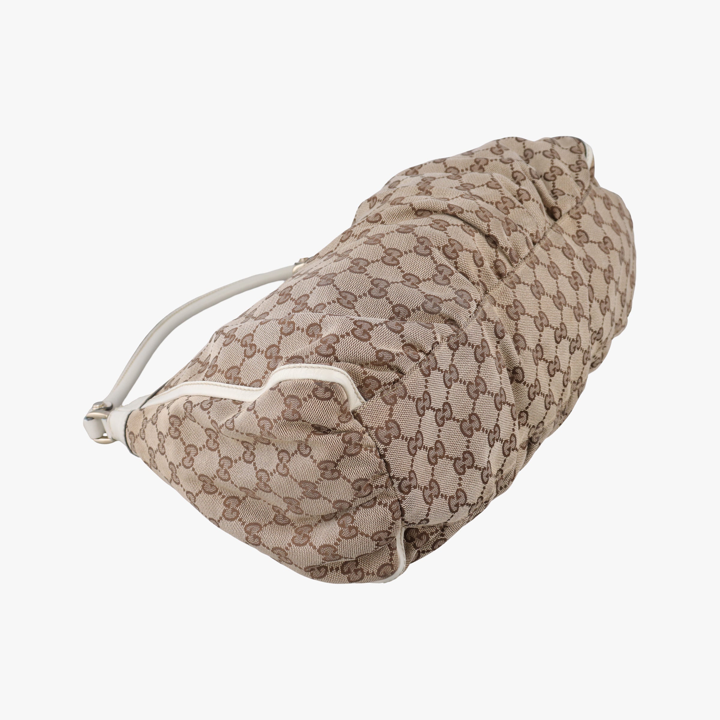 Abbey D-ring Hobo Beige×White canvas×leather 189833 E0248714アビー Dリング ホーボー ベージュ×ホワイト キャンバス×レザー 189833 E0248714