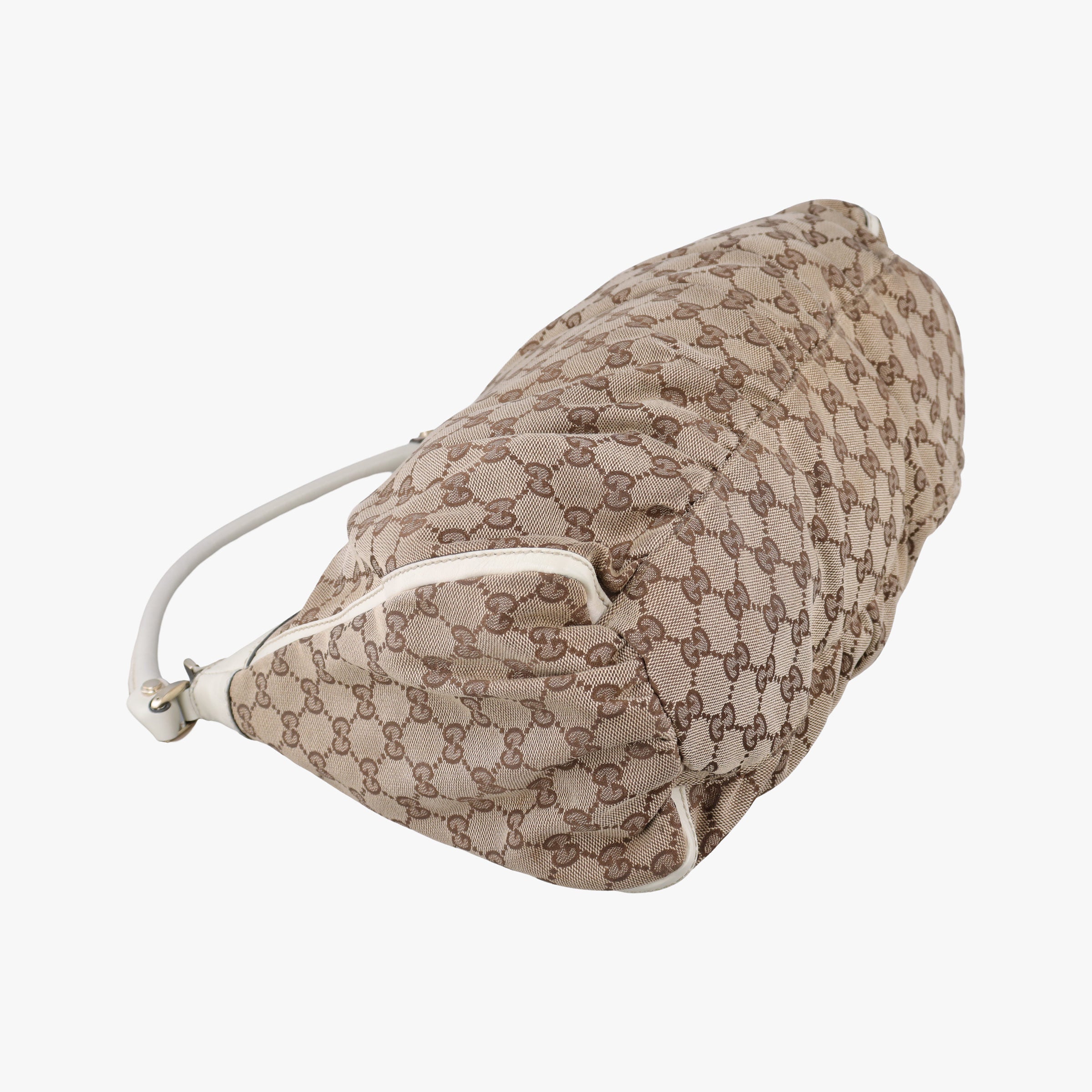 Abbey D-ring Hobo Beige×White canvas×leather 189833 E0248714アビー Dリング ホーボー ベージュ×ホワイト キャンバス×レザー 189833 E0248714