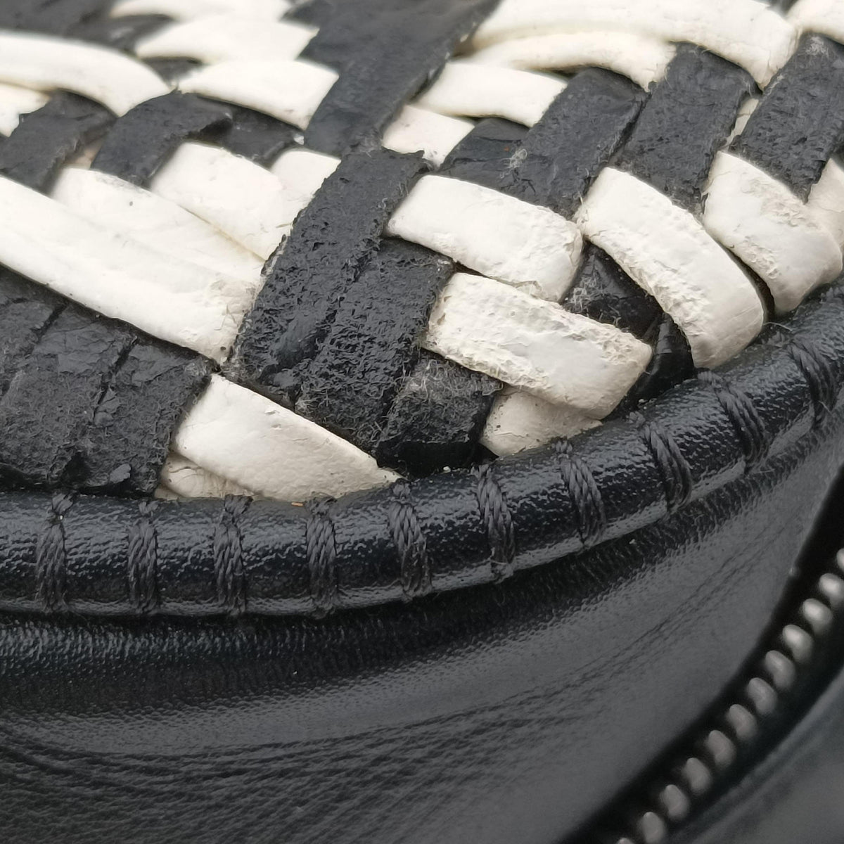 CC Woven Bowling White x Black Leather A93123 21625851CCウーブン ボウリング ホワイト x ブラック レザー A93123 21625851