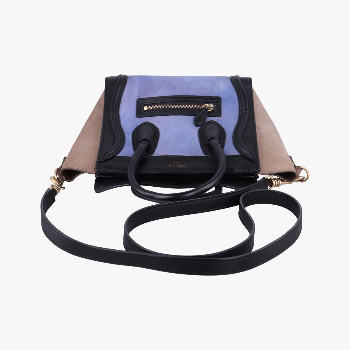 luggage nano shopper Blue×Black×Beige Leather×Suede F-ZP-0142ラゲージナノショッパー ブルー×ブラック×ベージュ レザー×スエード F-ZP-0142