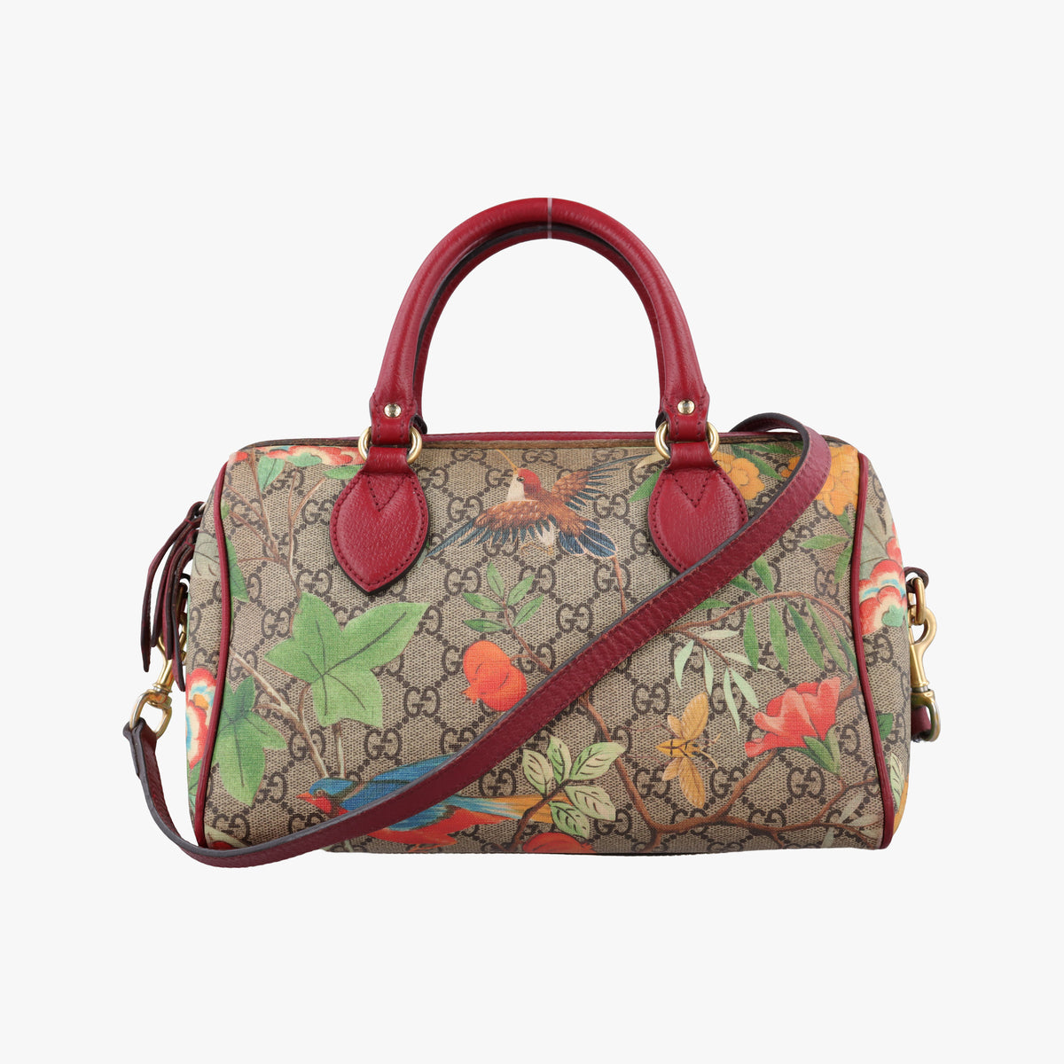 Pre-owned Gucci GG SUPREME Beige × Dark Brown × Multi PVC coated canvas×Leather 409529 shoulderbag | stylenewstar