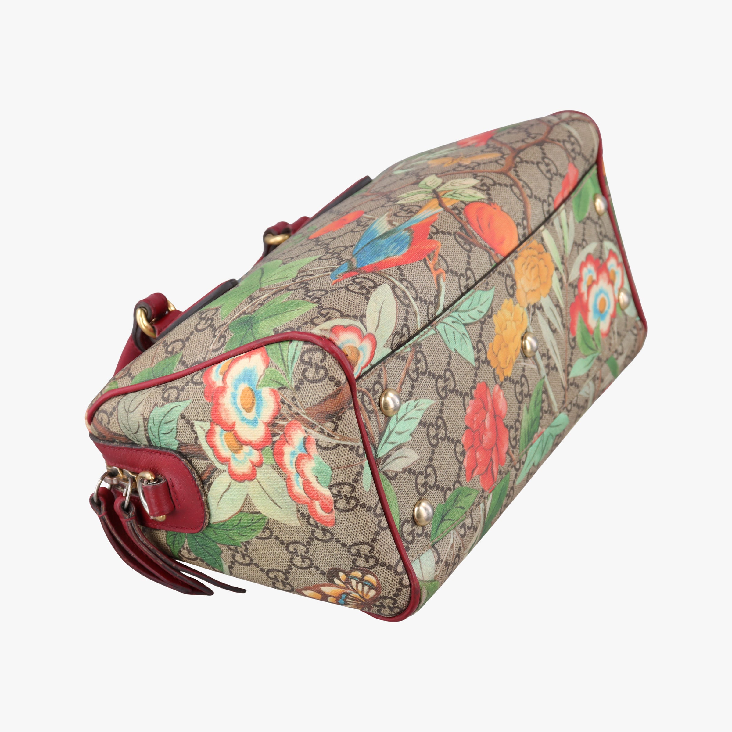 Pre-owned Gucci GG SUPREME Beige × Dark Brown × Multi PVC coated canvas×Leather 409529 shoulderbag | stylenewstar