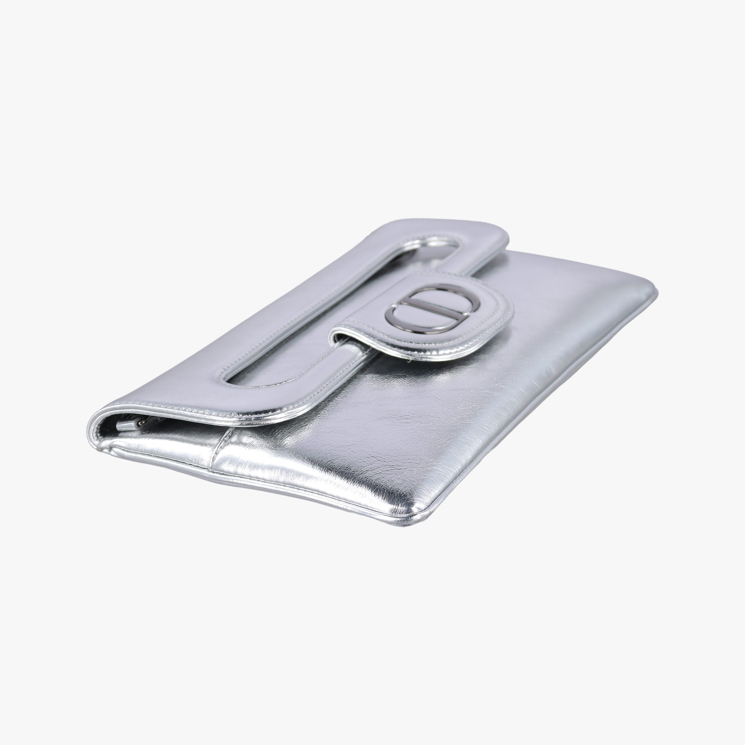 Dior double Medium Silver Leather 10-MA-0241ディオール ダブル ミディアム シルバー レザー 10-MA-0241