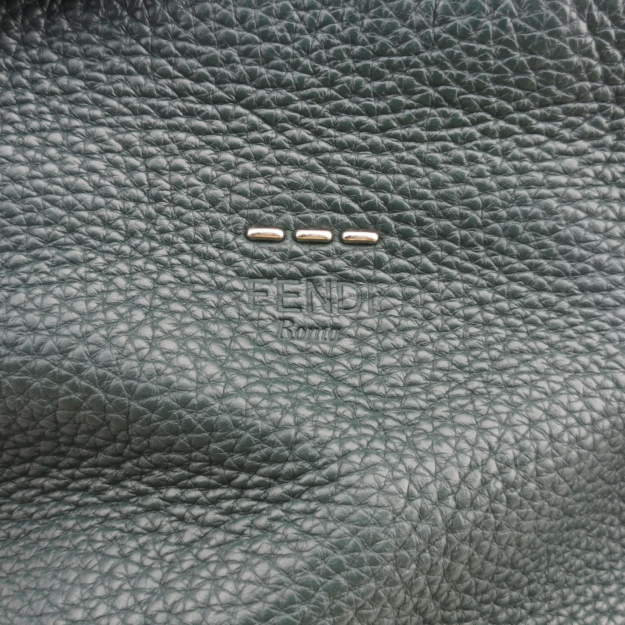 Pre-owned Fendi Selleria Lei Whipstitch Green Leather× Python shoulderbag | stylenewstar