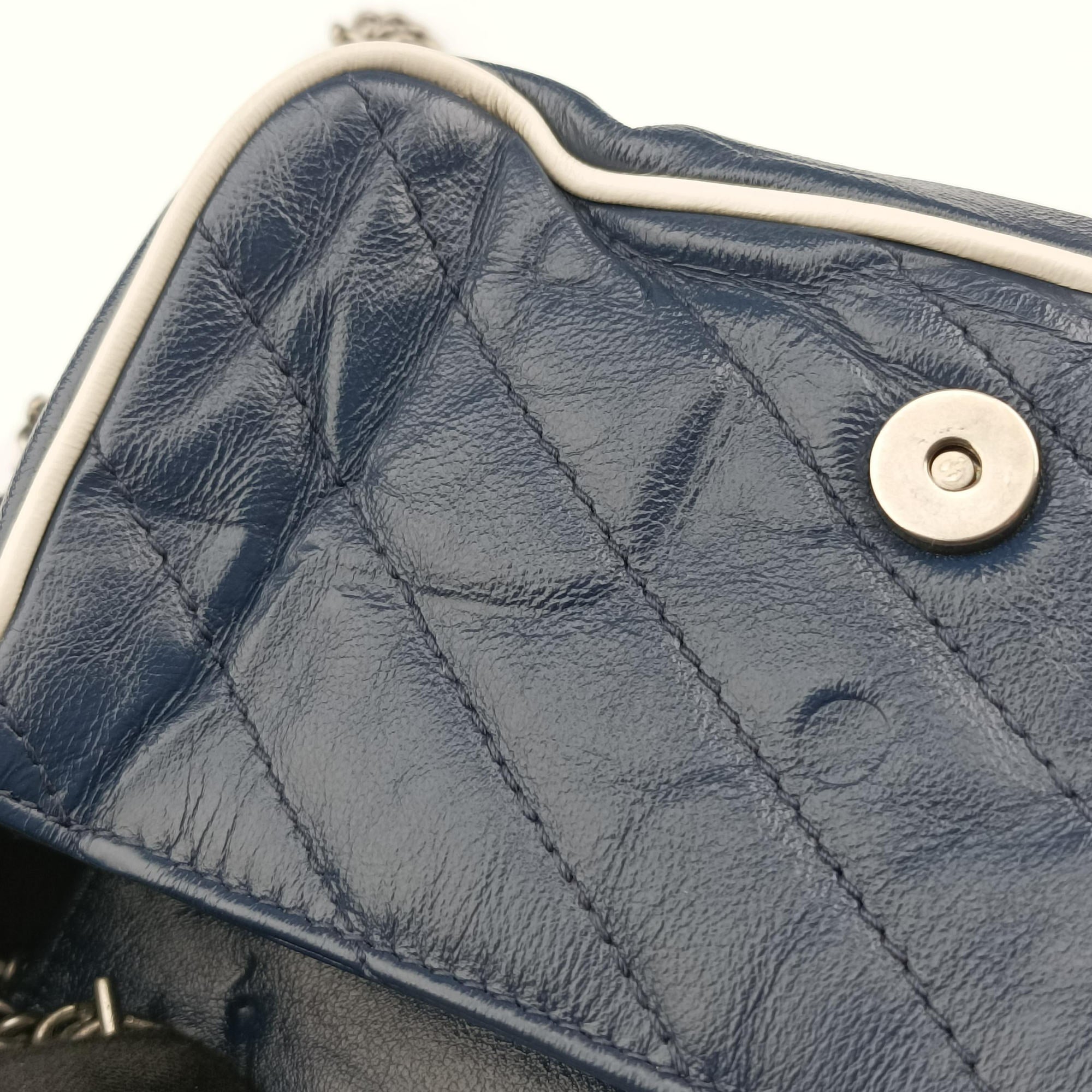 GG Marmont White×blue Leather 574969 GGマーモント ホワイト×ブルー レザー 574969