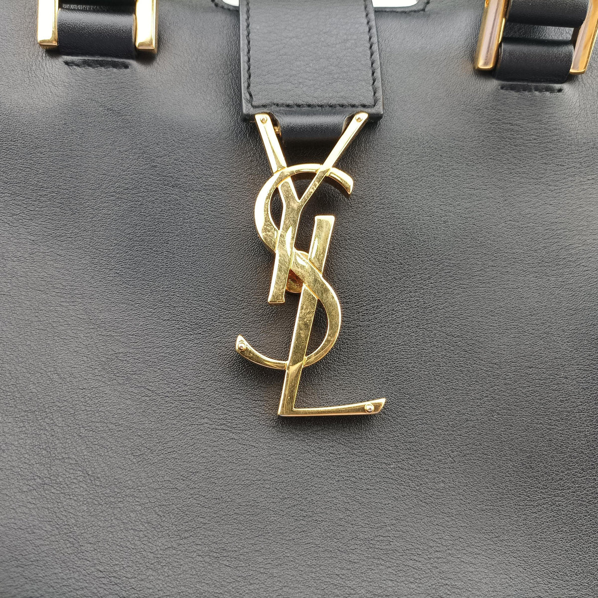 Vintage Yves Saint Laurent BABY CABAS Black Leather 394461 shoulderbag | stylenewstar