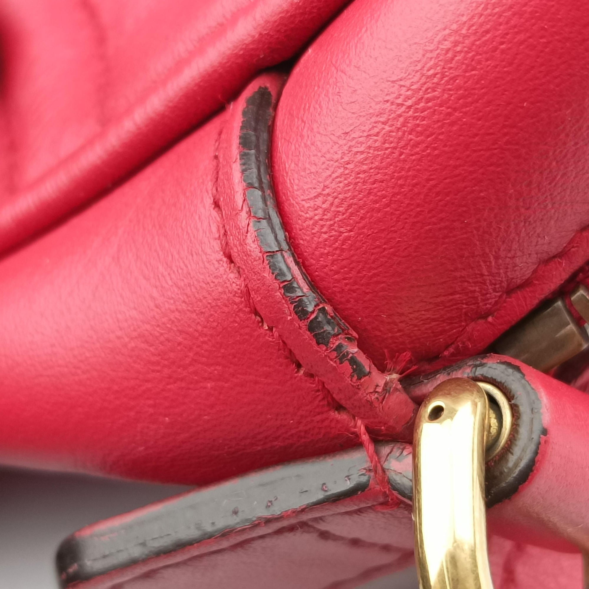 Pre-owned Gucci GG Marmont Red Leather 447632 shoulderbag | stylenewstar