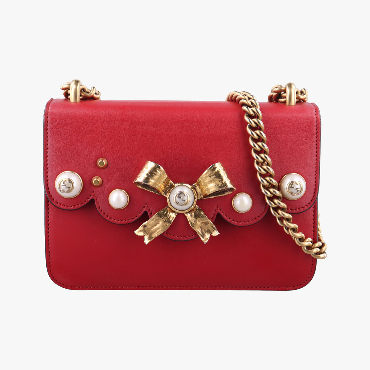 Pre-owned Gucci Peony Red Leather 432281 shoulderbag | stylenewstar