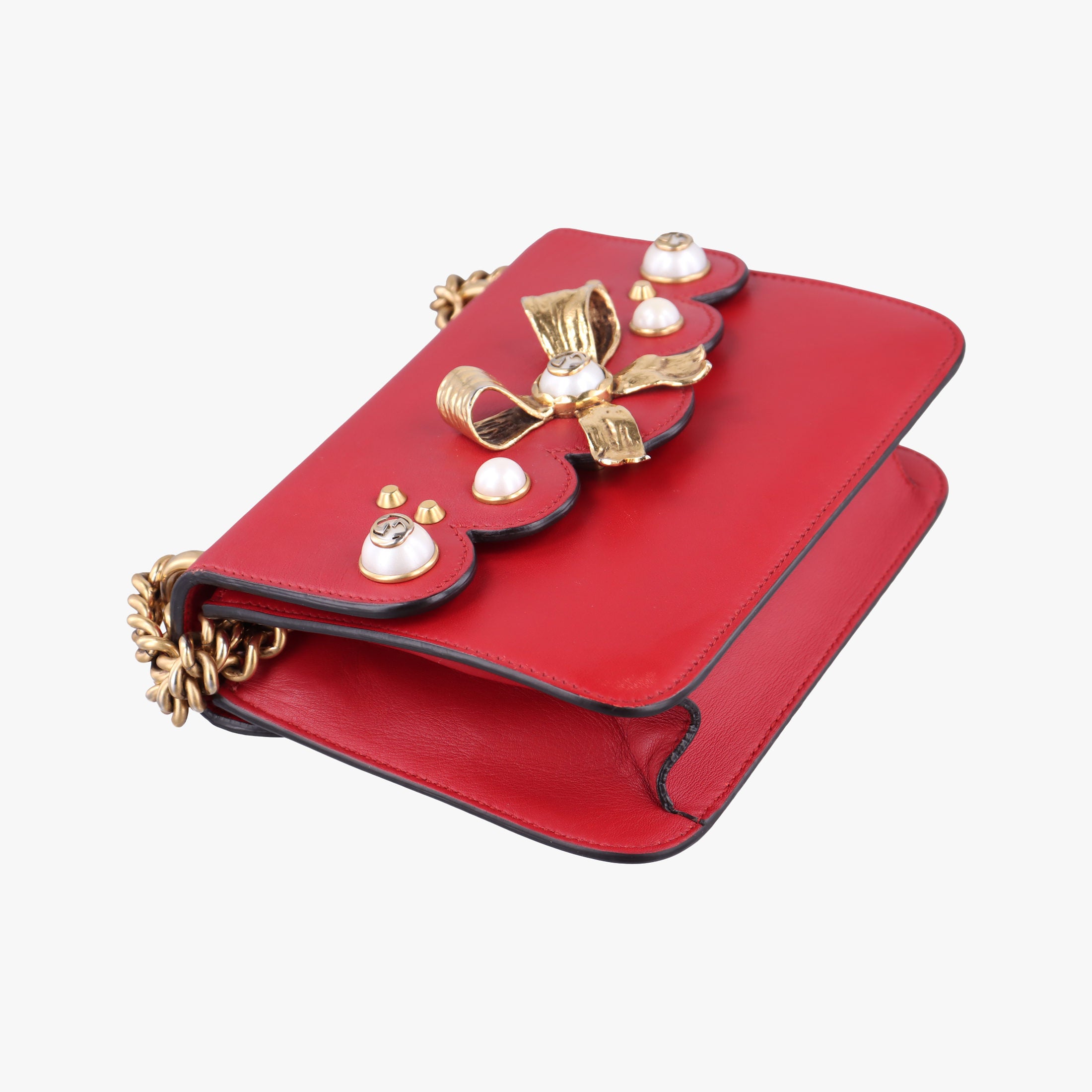 Pre-owned Gucci Peony Red Leather 432281 shoulderbag | stylenewstar