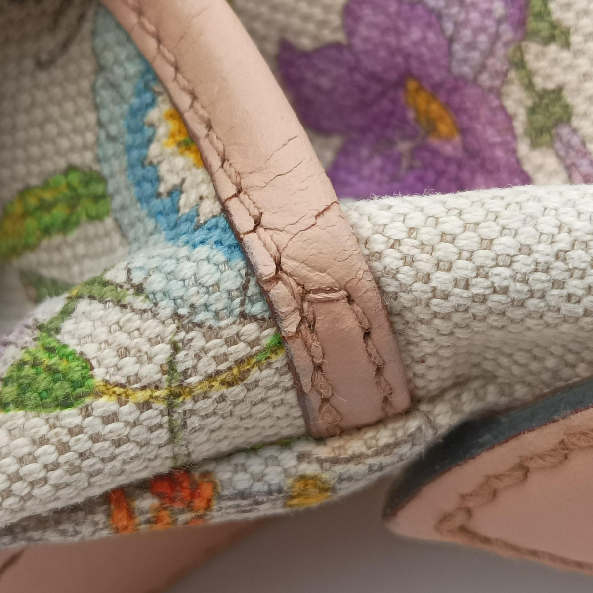 Flora Multicolour×White canvas×leather 145857 フローラ マルチカラー×アイボリー キャンバス×レザー 145857
