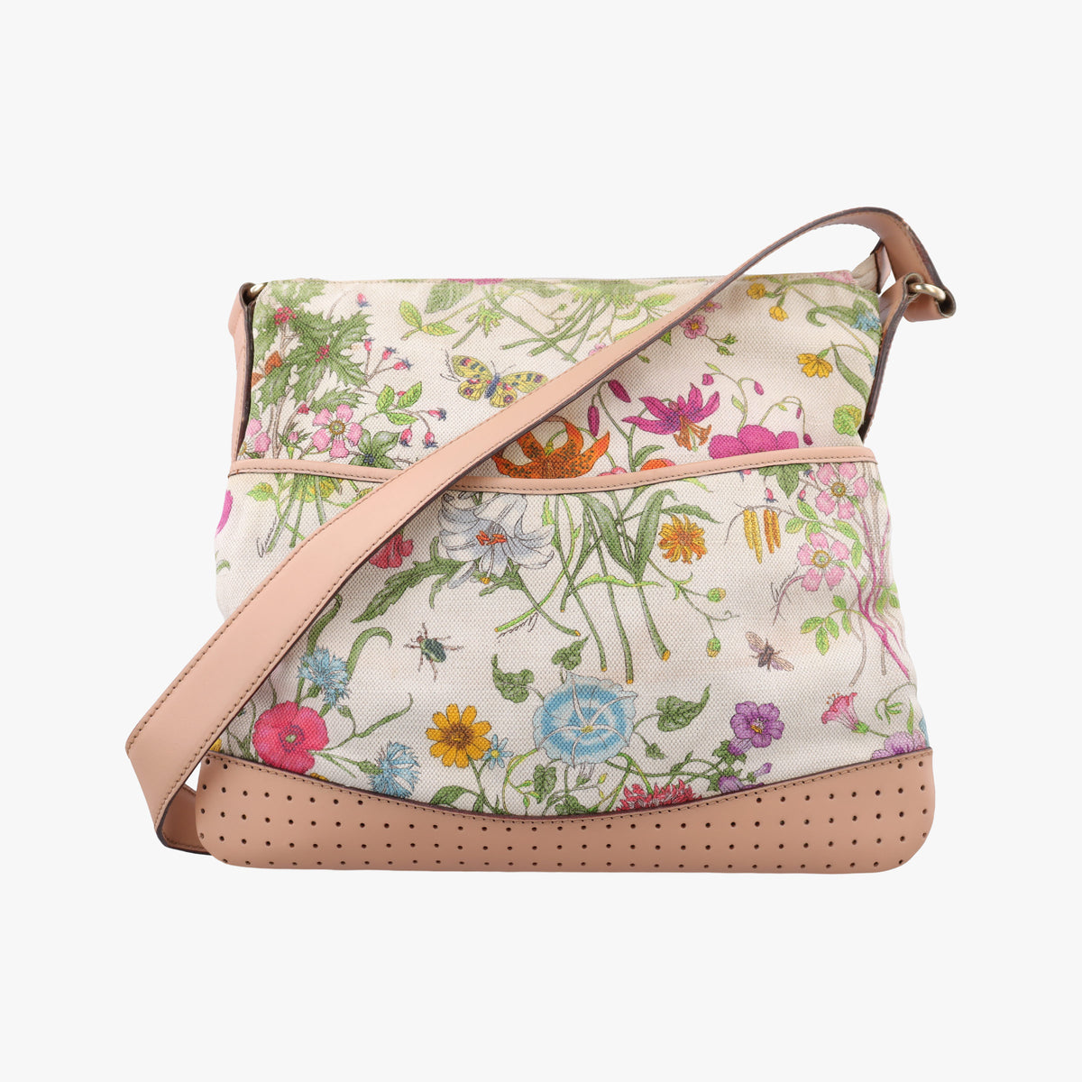 Flora Multicolour×White canvas×leather 145857 フローラ マルチカラー×アイボリー キャンバス×レザー 145857