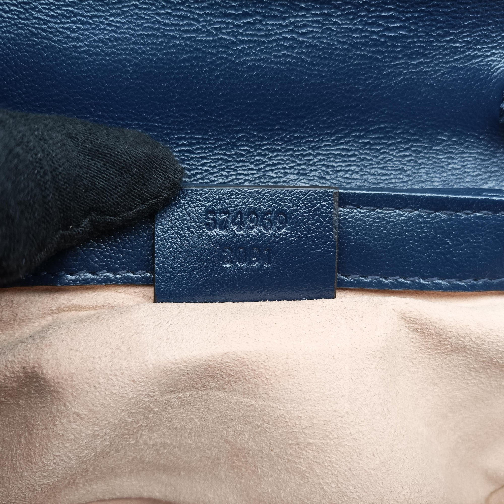 GG Marmont White×navy Leather 574969 GGマーモント ホワイト×ネイビー レザー 574969
