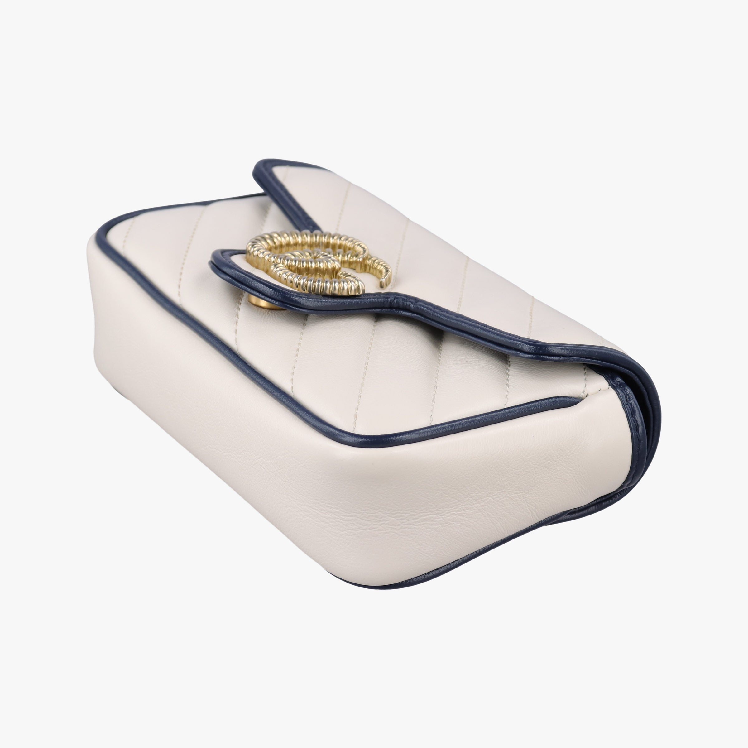 GG Marmont White×navy Leather 574969 GGマーモント ホワイト×ネイビー レザー 574969