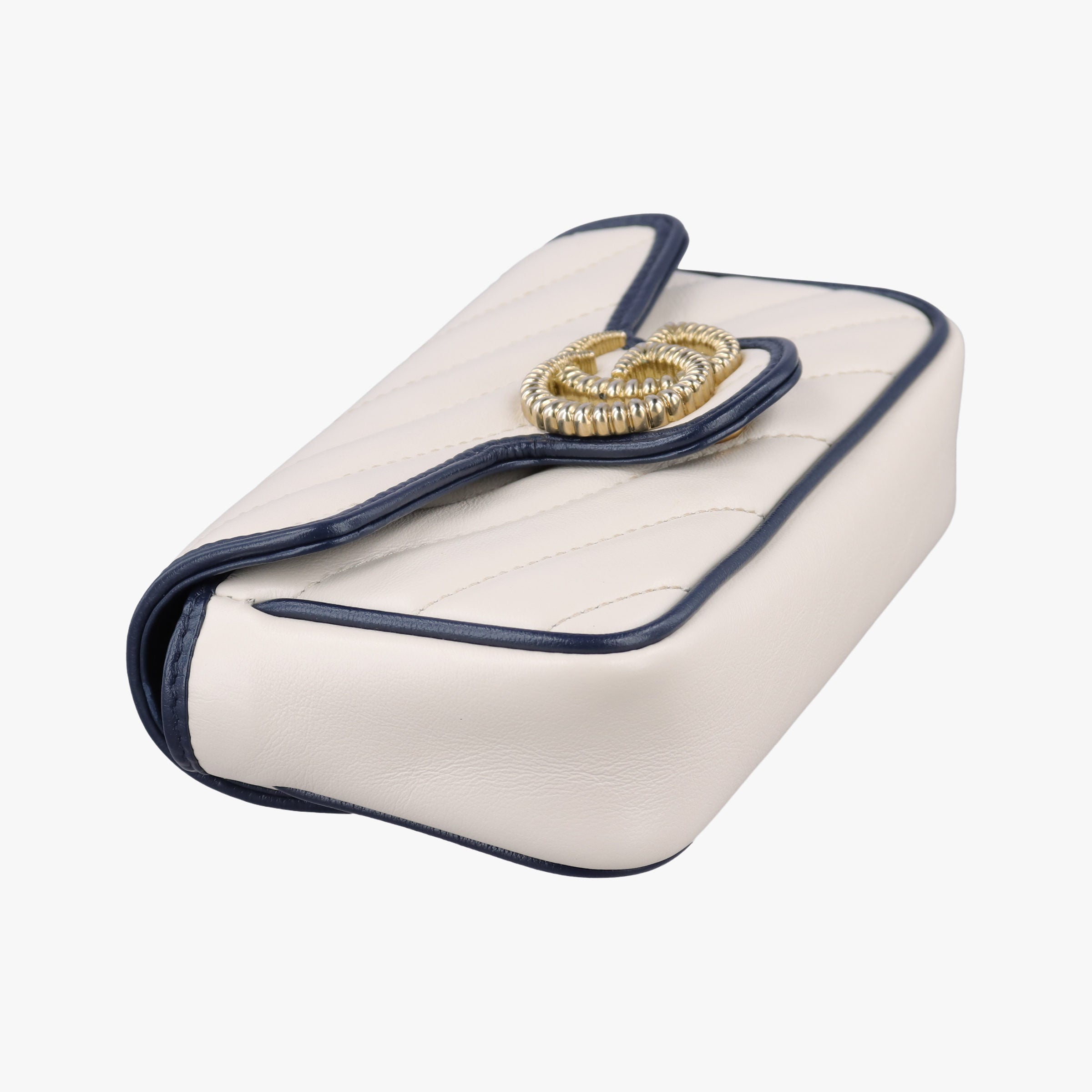 GG Marmont White×navy Leather 574969 GGマーモント ホワイト×ネイビー レザー 574969